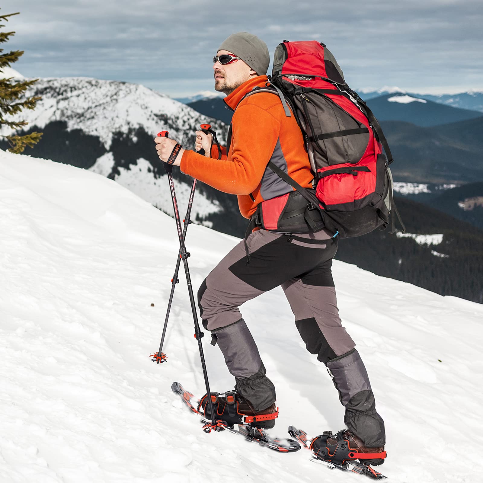 Adjustable Aluminum Trekking Poles - Lightweight Hiking Sticks with Quick Lock System, Ergonomic Handle & Padded Strap - Includes Snow Baskets - Perfect for Mountain Hiking, Backpacking & Outdoor Adventures