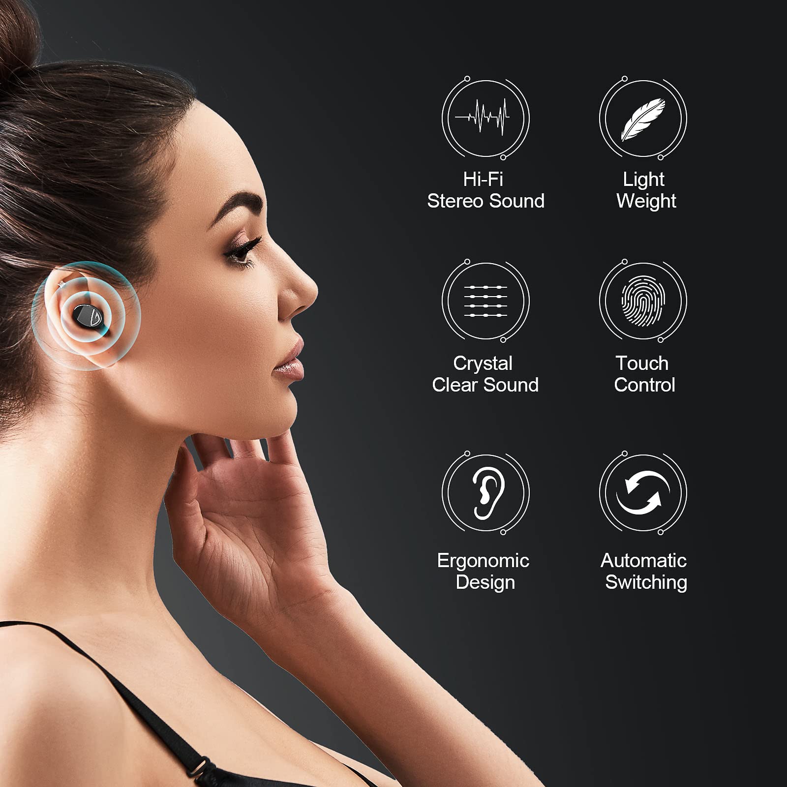 Yardstick Wireless Earbuds Bluetooth 5.2 with Wireless Charging Case - 60Hrs Playtime, 1200mAh Battery, Built-in Mic, IPX5 Waterproof - Compatible with iPhone & Android - Perfect for Gym, Running, Travel & Work Calls