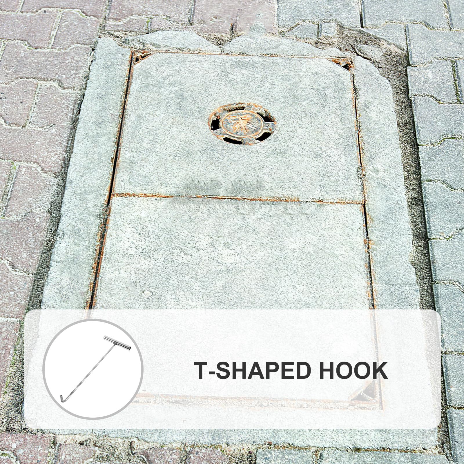 DOITOOL 15 Inch Heavy Duty Stainless Steel Manhole Cover Hook - Storm Drain Lifting Tool for Sewer, Utility & Maintenance Work - Durable Hand Hook for Manhole Covers, Grates & Drainage Systems
