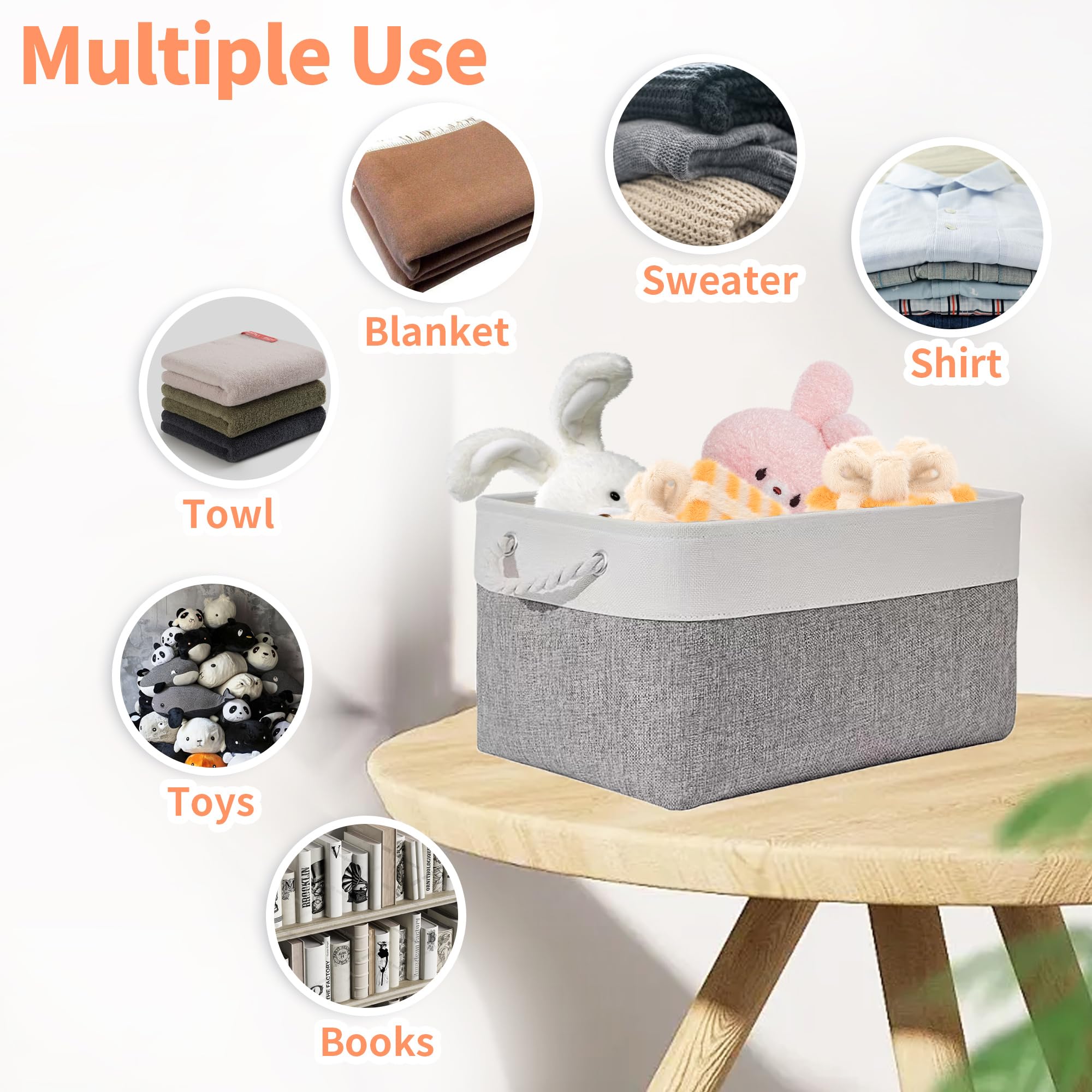 4-Pack Large Fabric Storage Bins with Bags | Closet Organizer for Clothes & Toys | Home & Nursery Storage Solution