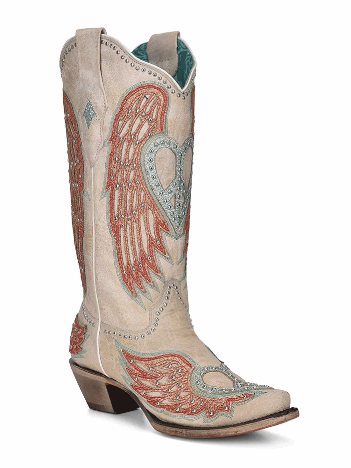 Corral A4236 Women's Western Boots with Heart & Wings Overlay Embroidered Design - Perfect for Country Dancing, Rodeos & Cowgirl Fashion