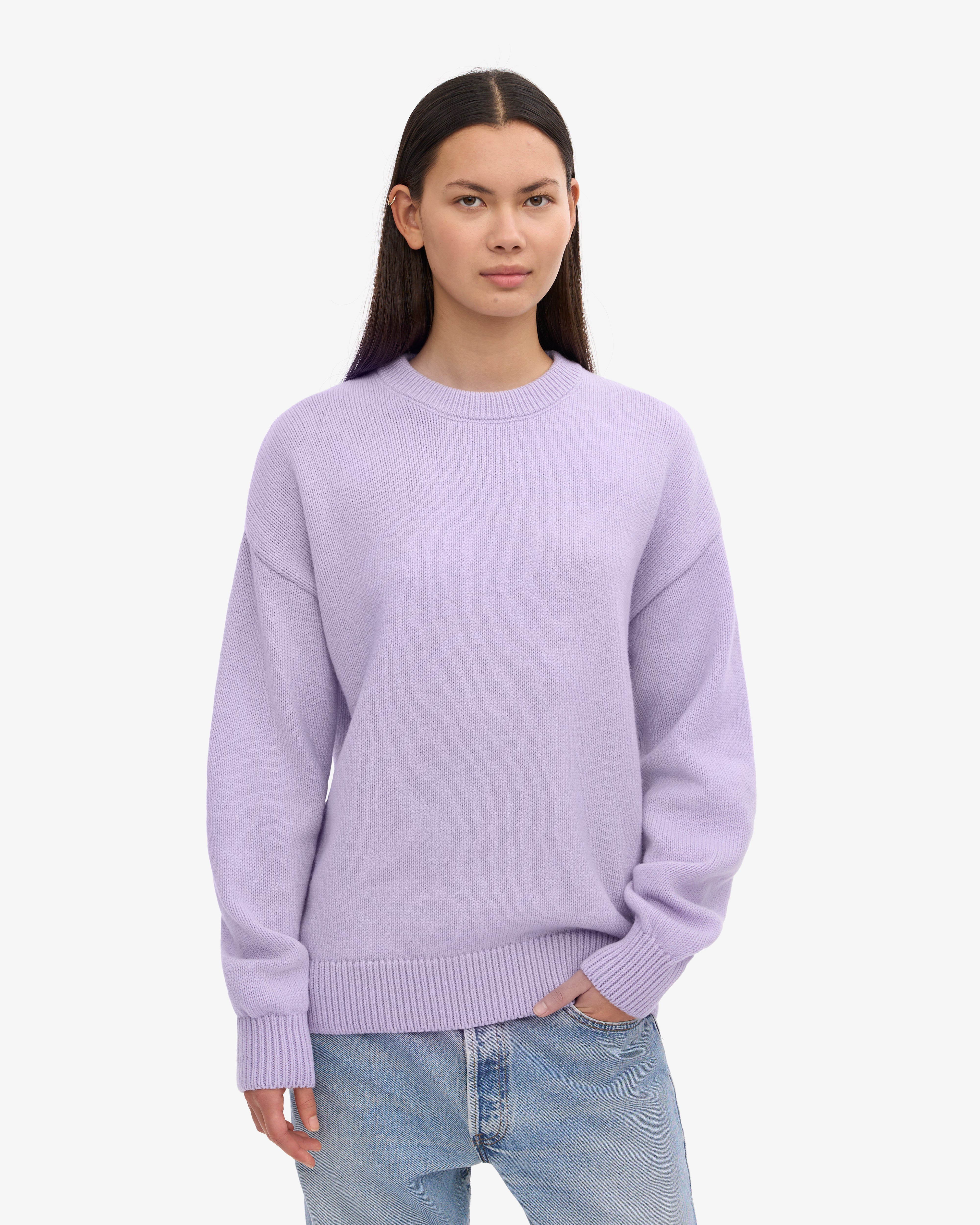 Premium Oversized Merino Wool Sweater - Ultra Soft Lavender Crewneck Pullover for Women | Cozy Winter Wear, Casual Outfits & Lounge Comfort