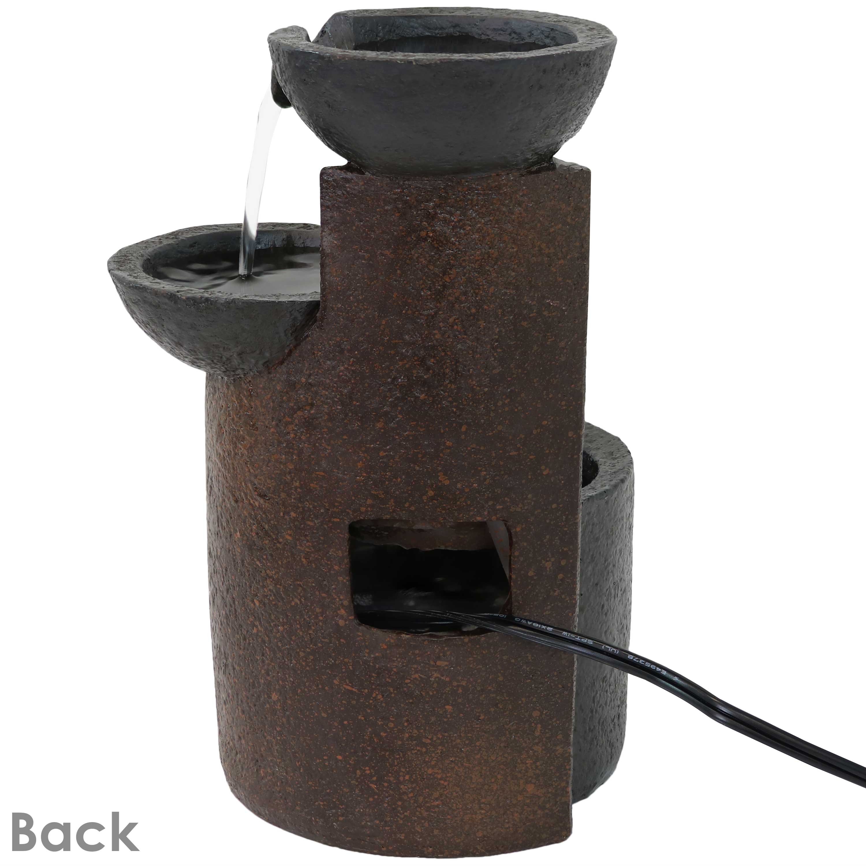 3-Tier Indoor Tabletop Water Fountain with Descending Bowls by Sunnydaze - Perfect for Home, Office, and Meditation Spaces