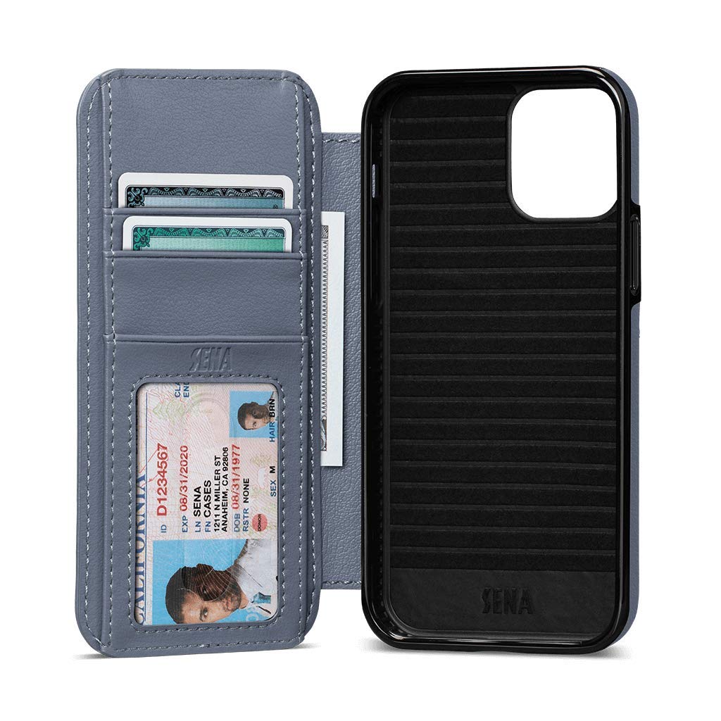 Premium Leather Book Style Folio Wallet Case with Kickstand & Card Slots for iPhone 12/12 Pro Max - Lavender | Slim Protective Phone Cover with RFID Blocking | Perfect for Travel, Business & Everyday Use