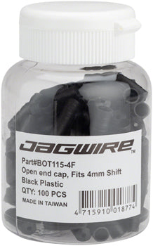 Jagwire 4mm Open Nylon End Caps - Pack of 100 Black Cable End Tips for Bike Brakes & Shifter Wires - Perfect for Cycling Maintenance & DIY Bike Repair