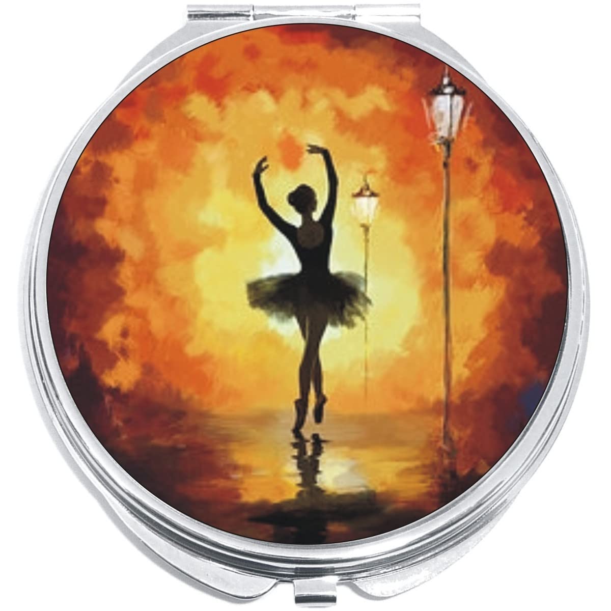 NewCharms Ballerina Silhouette Compact Mirror - Portable Folding Makeup Mirror with Mirror for On-the-Go Touch Ups | Perfect for Purse, Pocket, Travel & Home Vanity