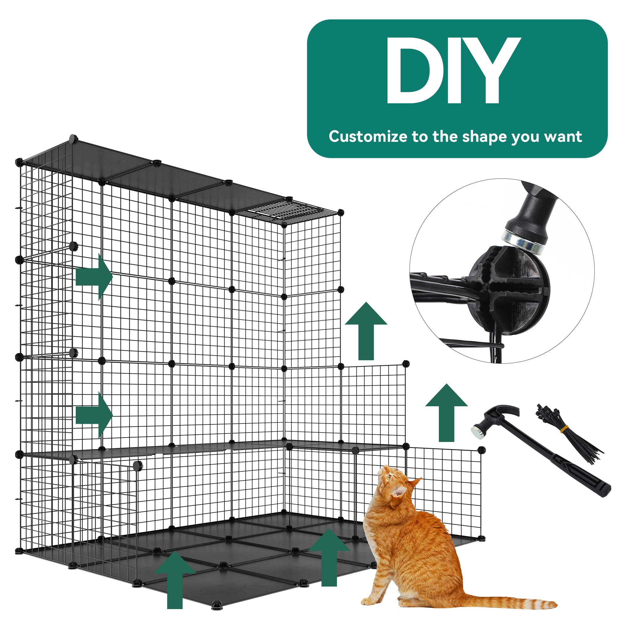 YITAHOME Large Cat Cage for Indoor & Outdoor Use - DIY Pet Kennel Playpen with Hammock - Spacious Cat Enclosure for 1-6 Cats - Perfect for Backyard, Patio, or Home Use