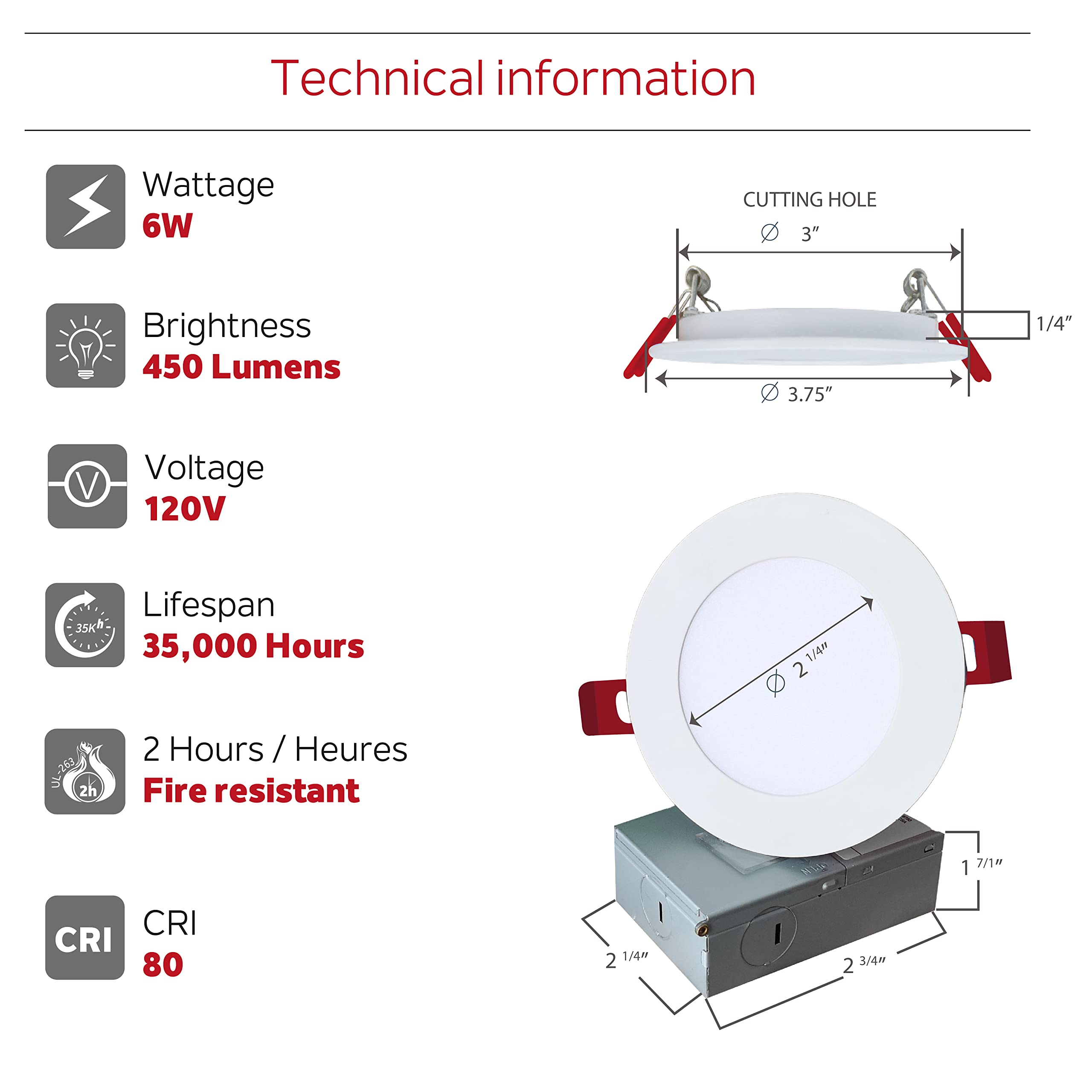 Nadair 12 Pack 3 Inch LED Ultra Slim Recessed Lights - 6W, 450 Lumens, 5 Color Selectable (2700K-5000K), Dimmable, IC Rated, ETL Certified - Perfect for Bedroom, Kitchen, Living Room & Office Lighting