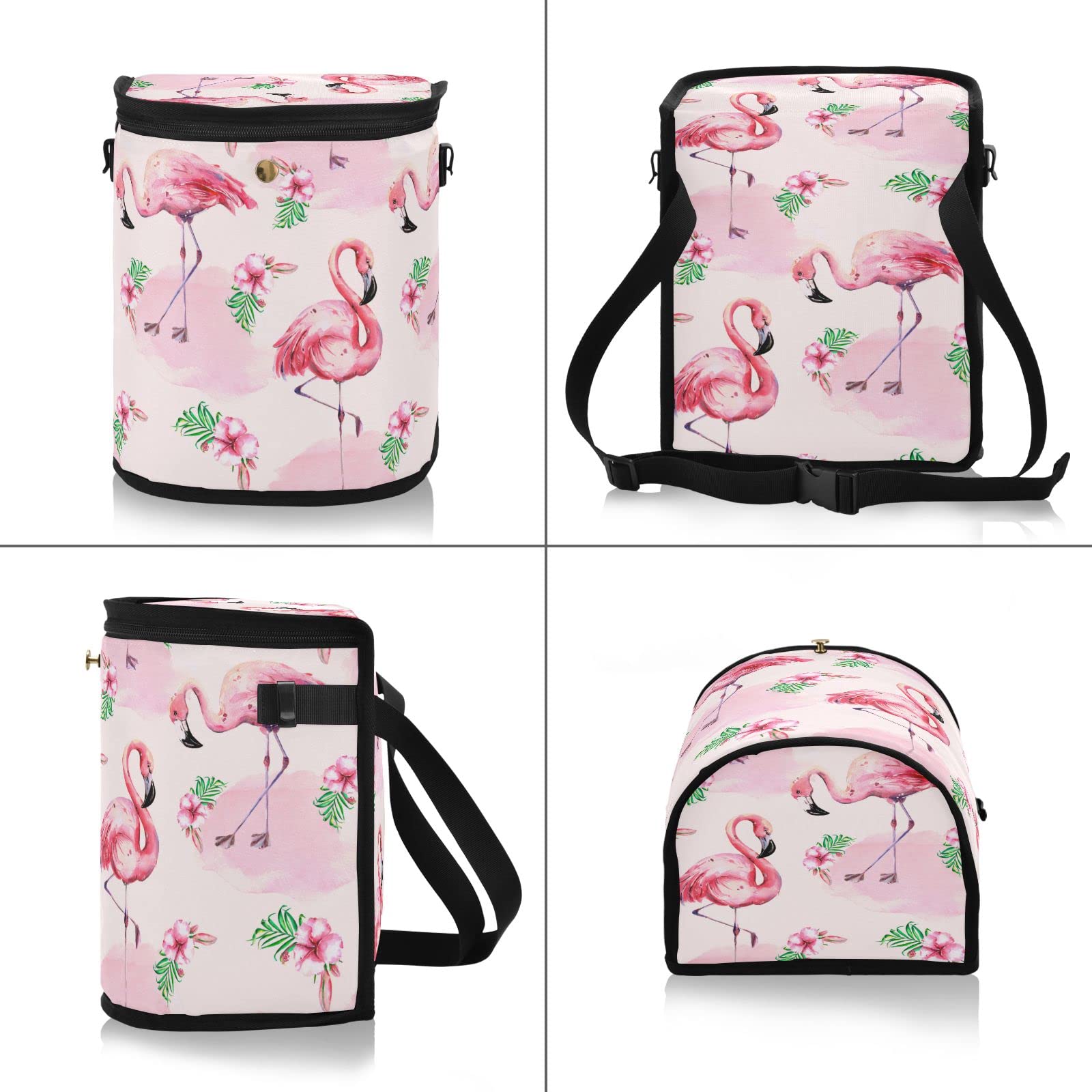 MNSRUU Leak-Proof Car Trash Can with Lid - Pink Watercolor Flamingo Design Hanging Car Garbage Bag Organizer for Front & Back Seat | Car Accessories, Road Trips, Travel & Daily Commute