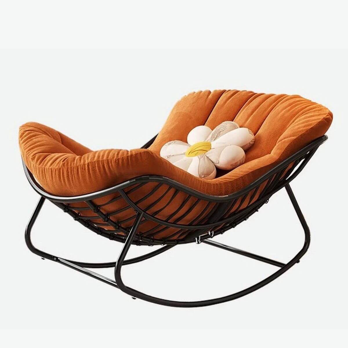 Modern Black Upholstered Armless Rocking Chair with Sturdy Metal Legs - Compact Space-Saving Design for Nursery, Living Room & Small Apartments