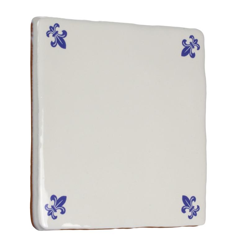 Kakel Mayfair Ivory White/Blue Lily 13 x 13 cm Glossy Light Wave Ceramic Tile - Perfect for Kitchen Backsplash, Bathroom Walls & Home Decor