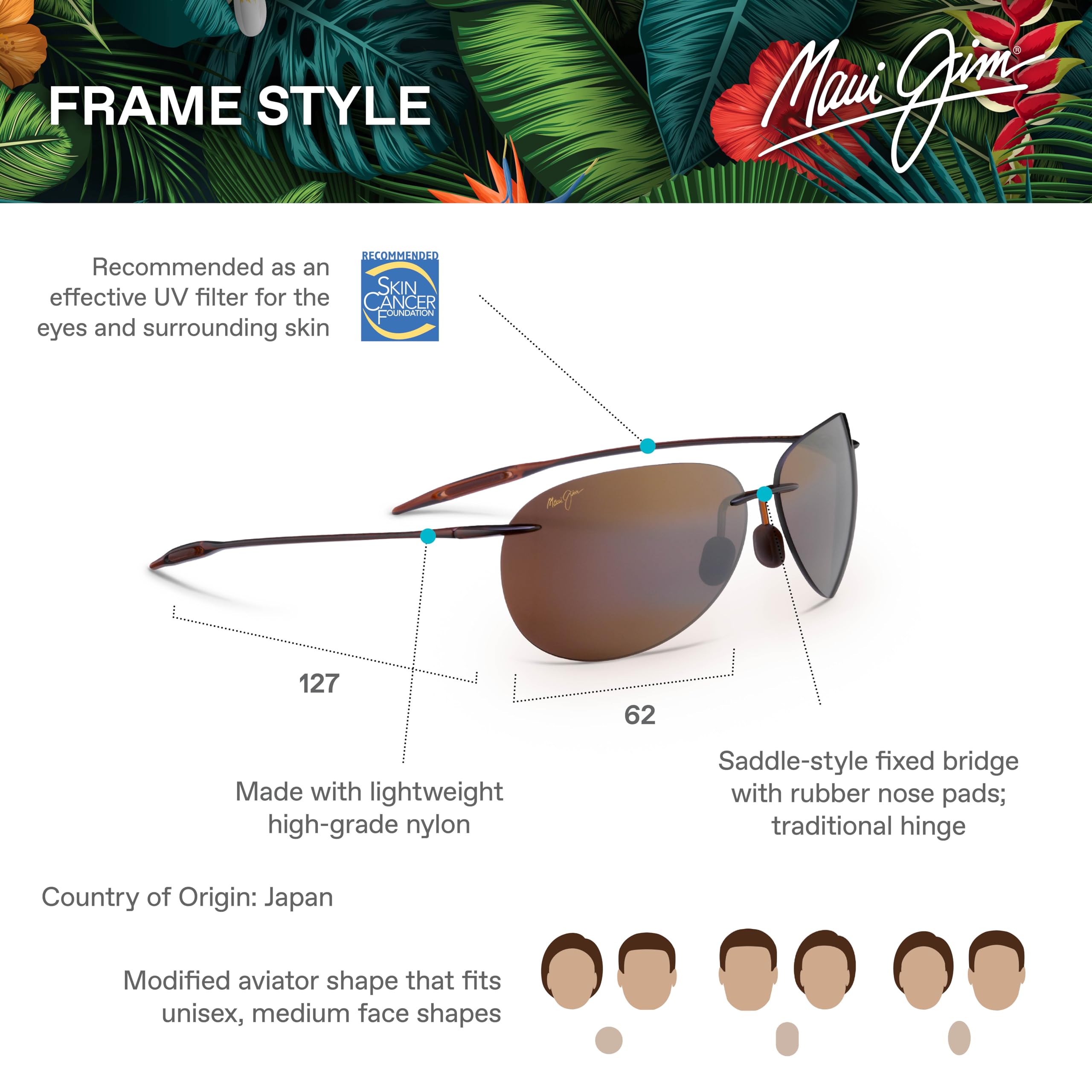 Maui Jim Sugar Beach Polarized Sunglasses for Men & Women - UV Protection, Lightweight & Stylish - Perfect for Beach, Driving & Outdoor Activities