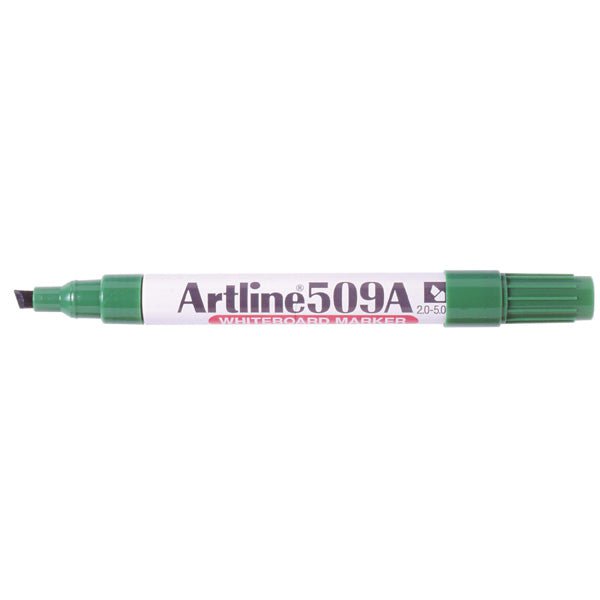 Artline 509A Whiteboard Marker - 5mm Chisel Tip, Green Ink, Pack of 12 - Perfect for Office, Classroom & Home Use