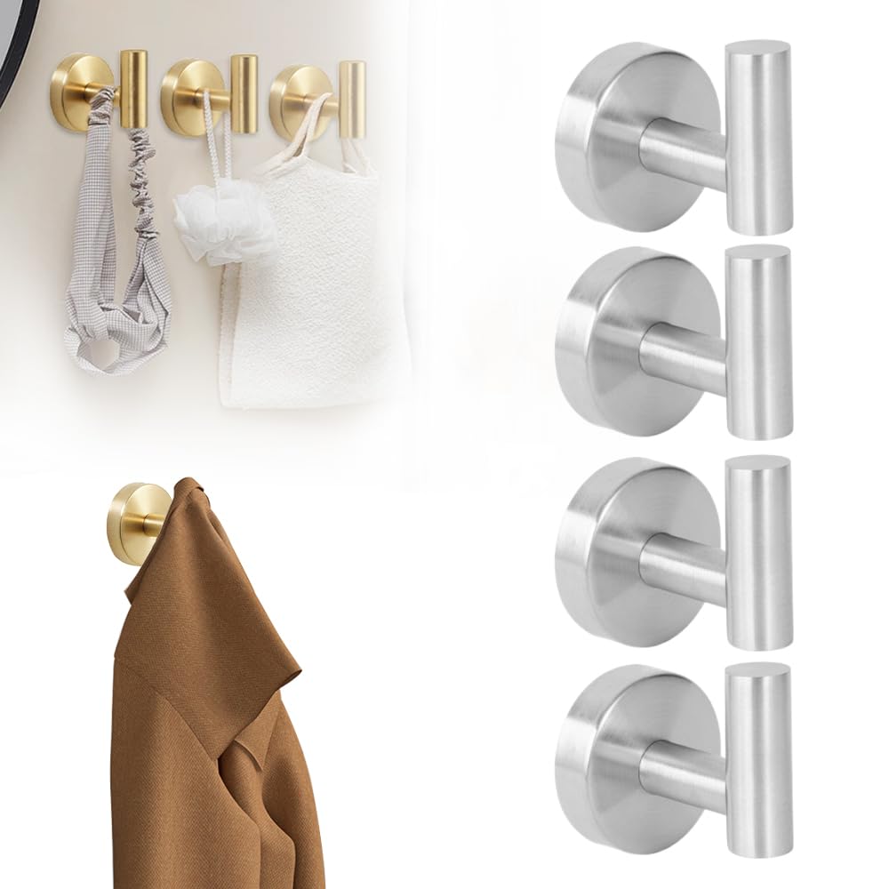 **2024 Strong Suction Cup Hooks for Shower & Bathroom - No Drill Hooks, Heavy Duty Window Suction Hooks for Hanging Towels, Robes & Decor (White, 4-Pack) - Perfect for Bathroom, Kitchen & RV Organization**