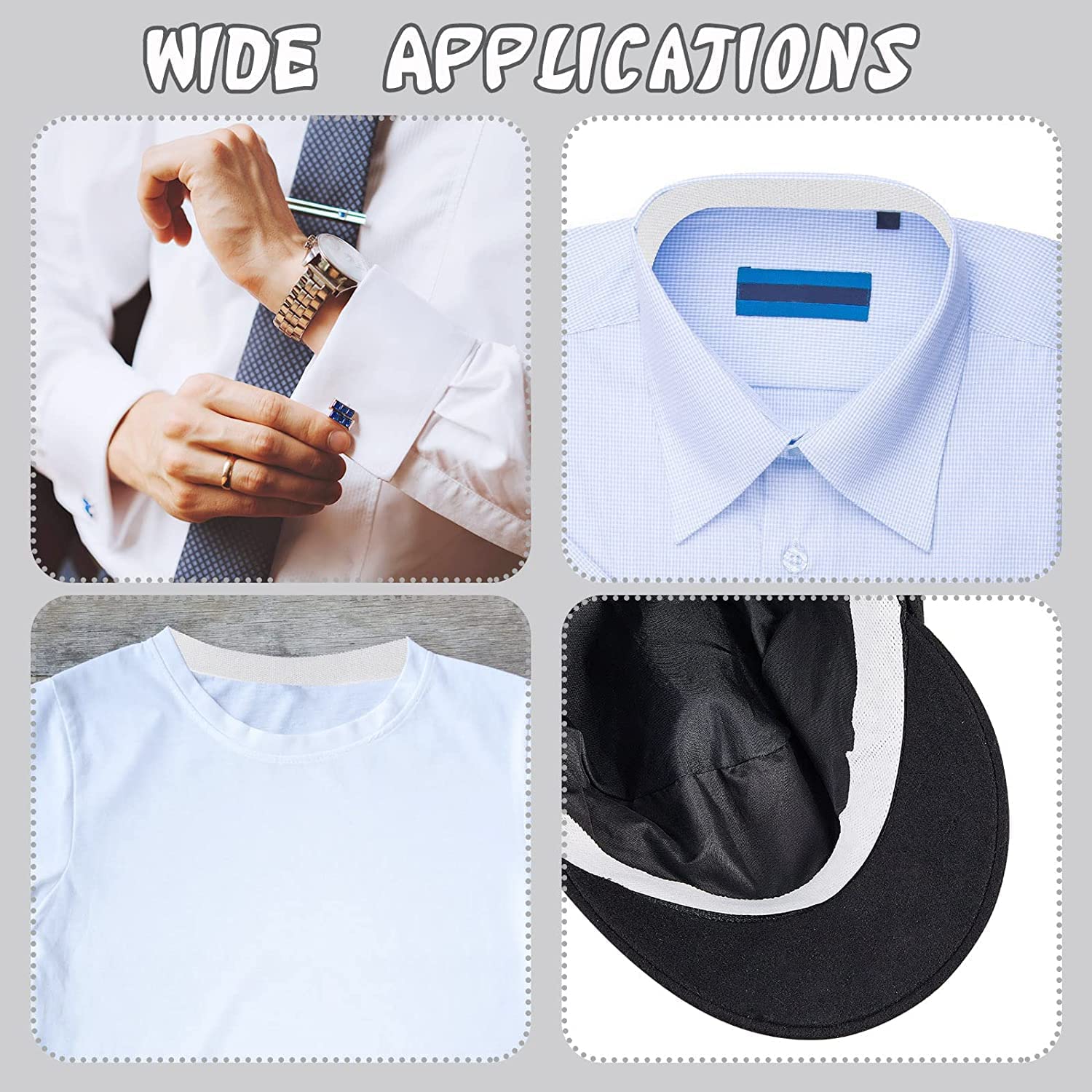 KLIFFOO 2 IN 1 Disposable Collar Protector & Sweat Absorbing Pads - Self-Adhesive Invisible Neck Sweat Guards for Shirts, Non-Woven Fabric Antiperspirant Stickers (Pack of 2) - Perfect for Work, Gym & Outdoor Activities
