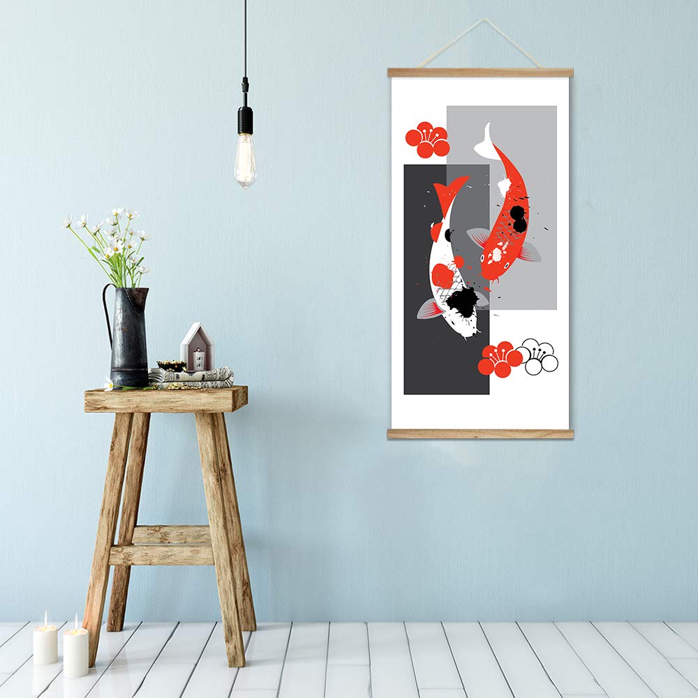 Wall26 Abstract Pet Fish Theme Wood Framed Hanging Poster Print - 18
