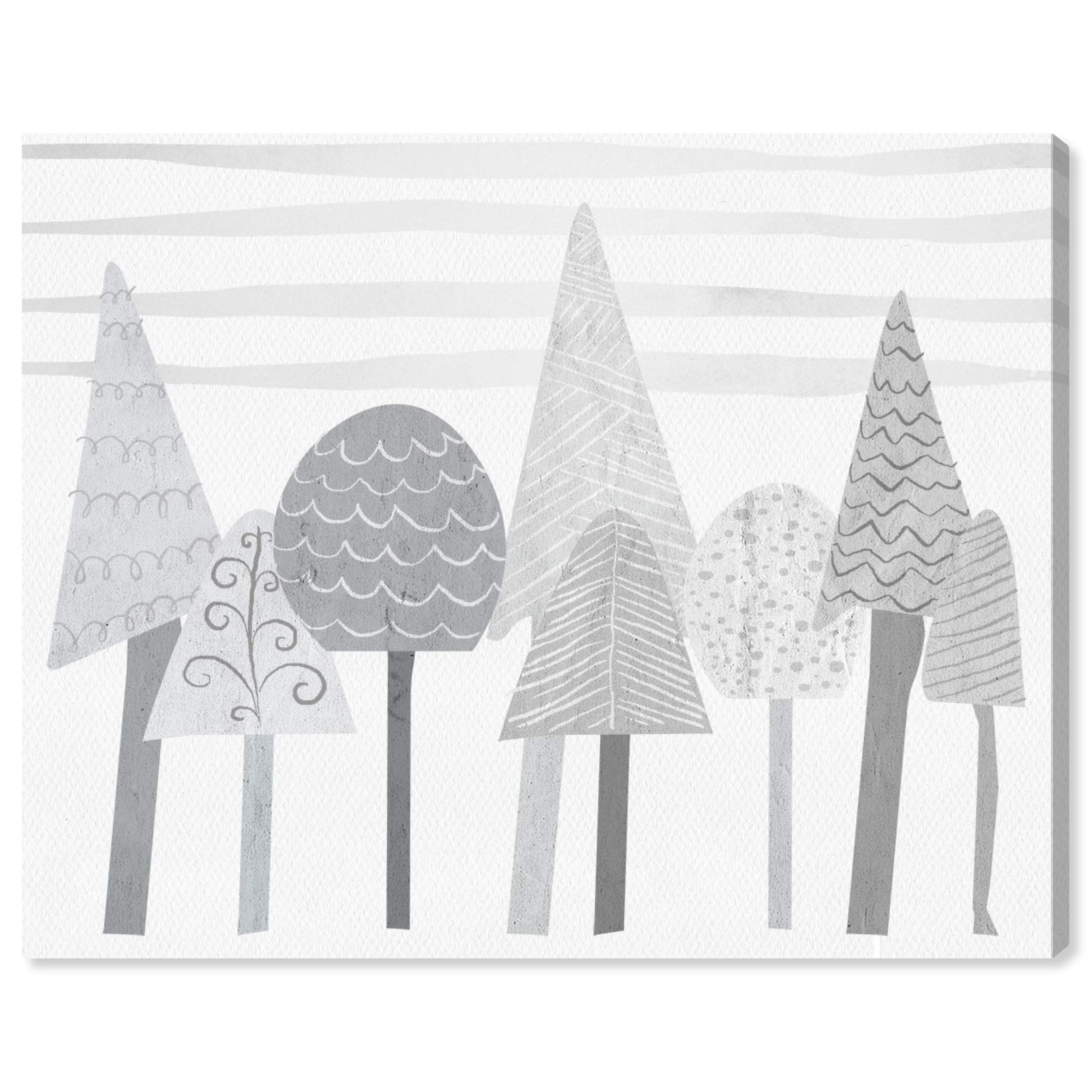 Scandinavian Tree Tops Botanical Wall Art Canvas Print - 36x30 Inch Gray & White Home Decor - Perfect for Living Room, Bedroom & Office