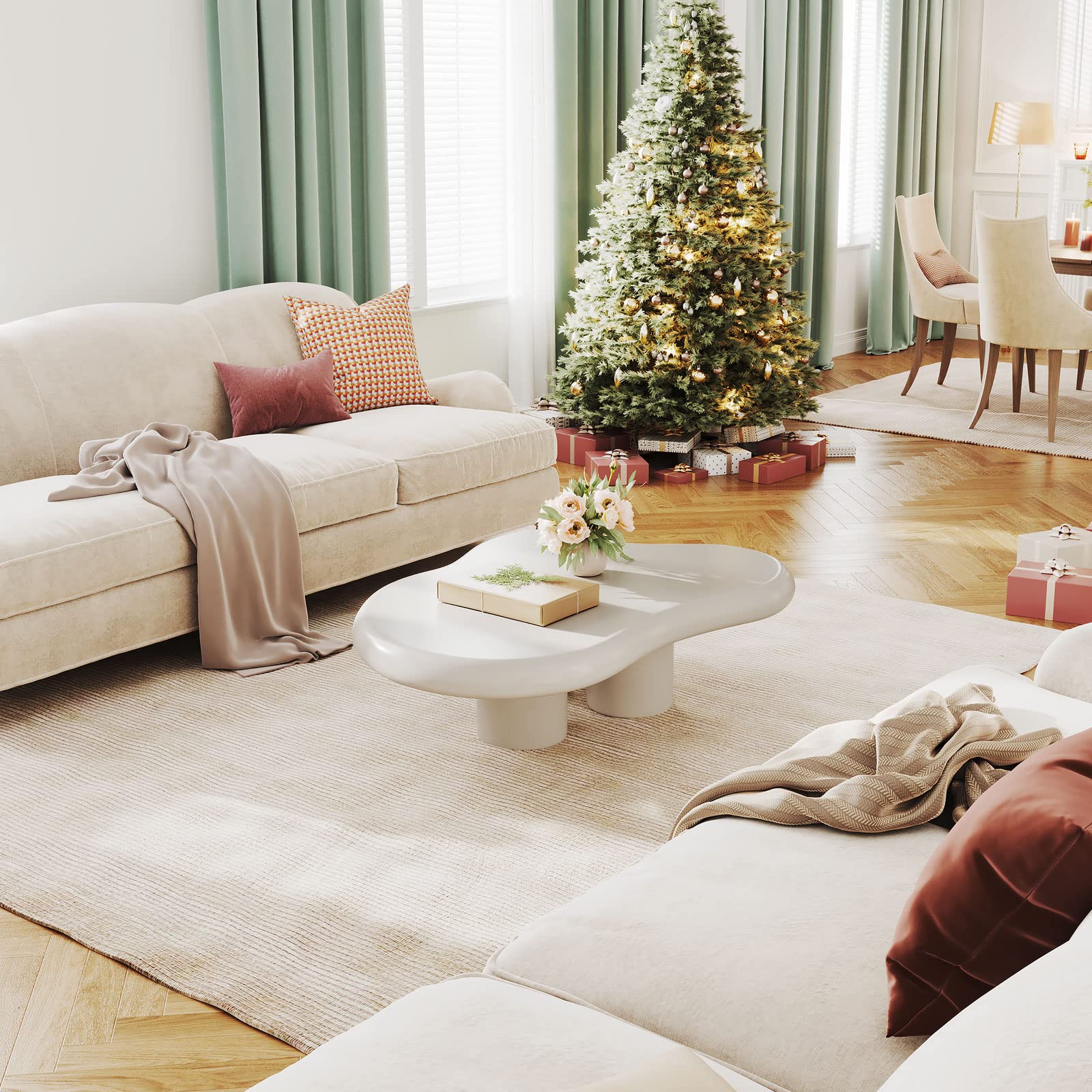 GraceNook White Cloud-Shaped Coffee Table - Modern Cartoon Design, High-Gloss Piano Lacquer Finish, Compact Living Room Furniture for Small Spaces - Perfect for Apartments, Dorms & Cozy Home Decor