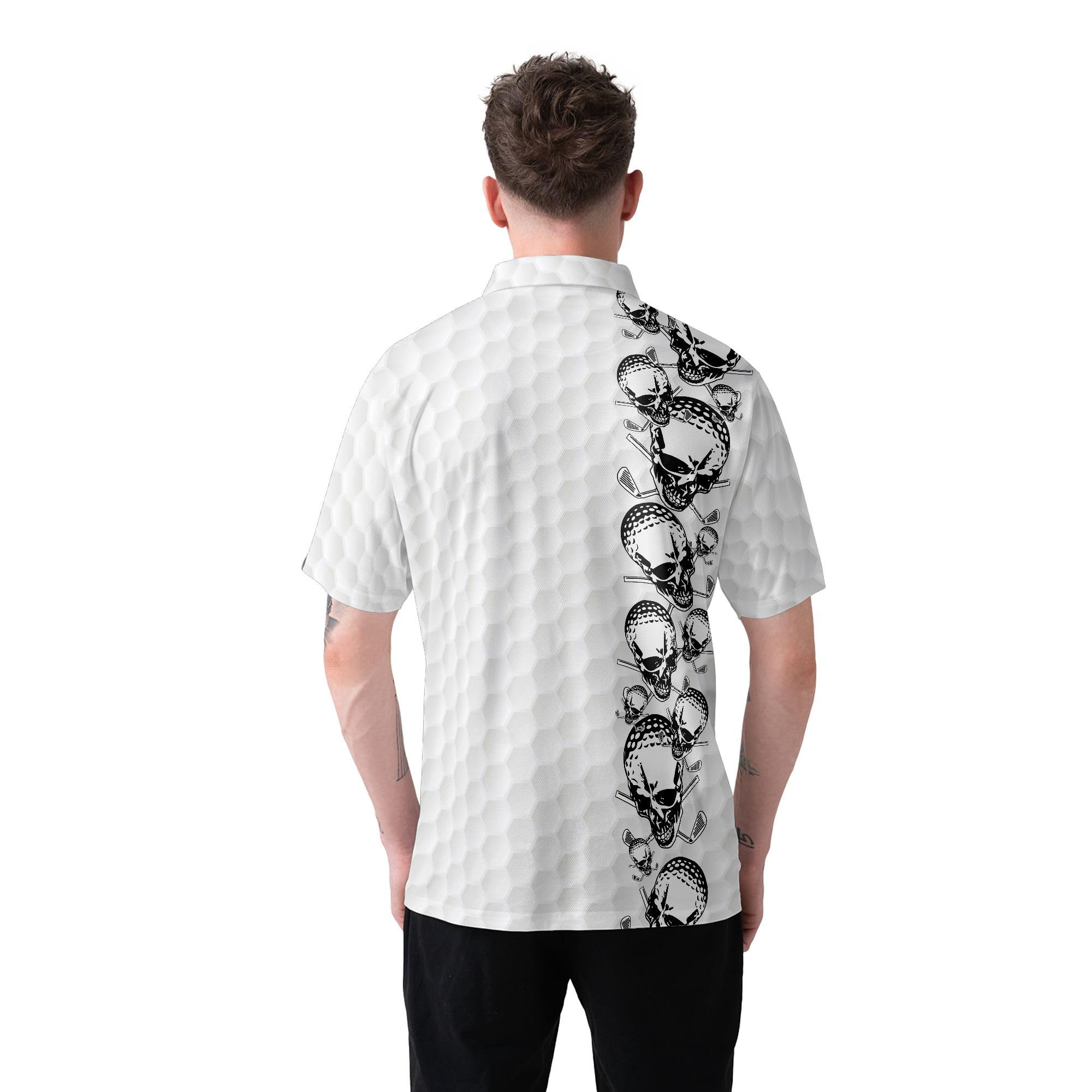 HYPERFAVOR Men's Skull Golf Polo Shirt - Quick Dry Short Sleeve Performance Shirt for Golfing & Casual Wear - Perfect for Golf Courses, Summer Outings & Weekend Activities
