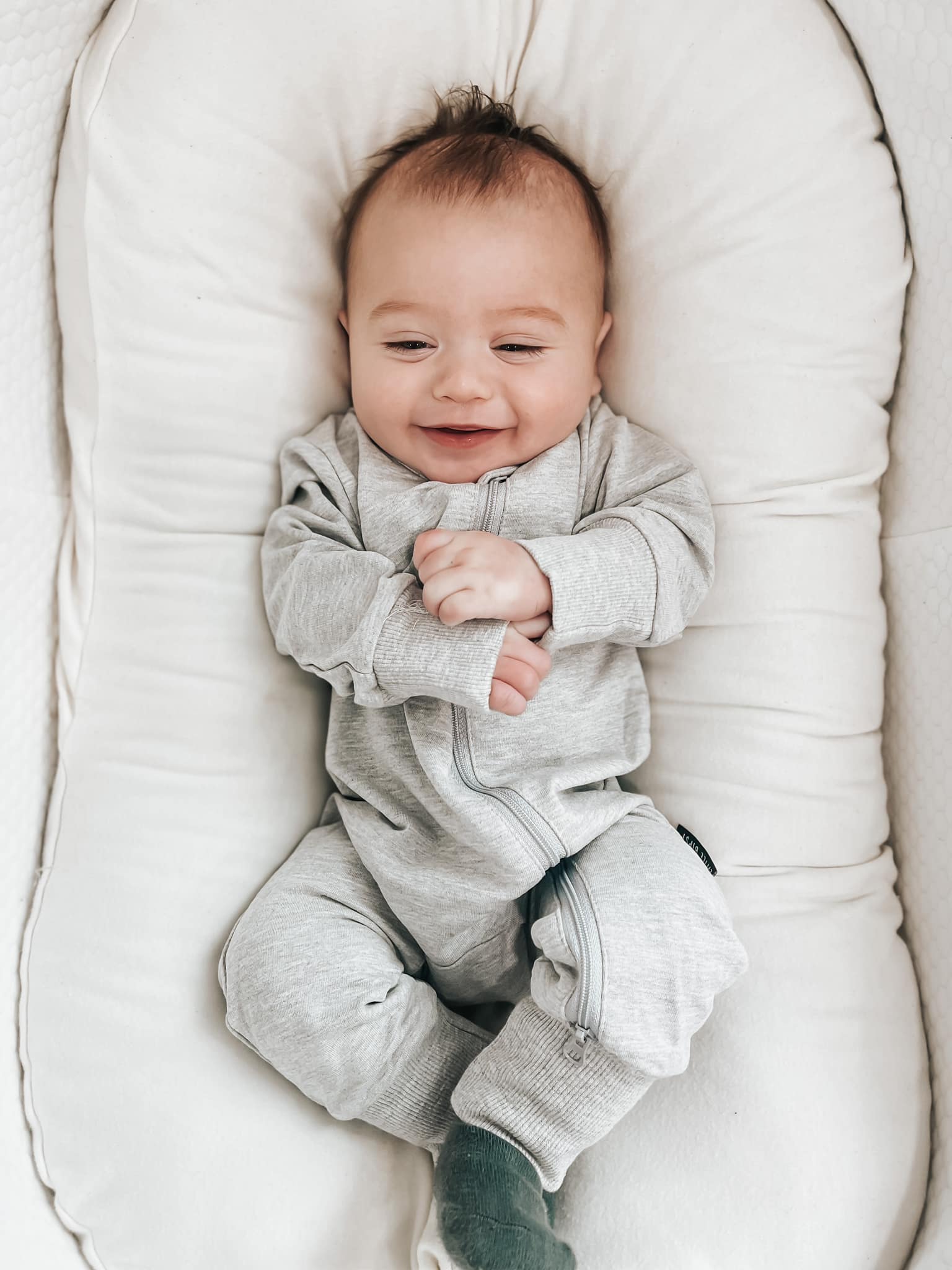 2-Way Zip Romper for Babies - Soft & Comfortable Grey Jumpsuit - Perfect for Playtime, Daycare & Outdoor Adventures