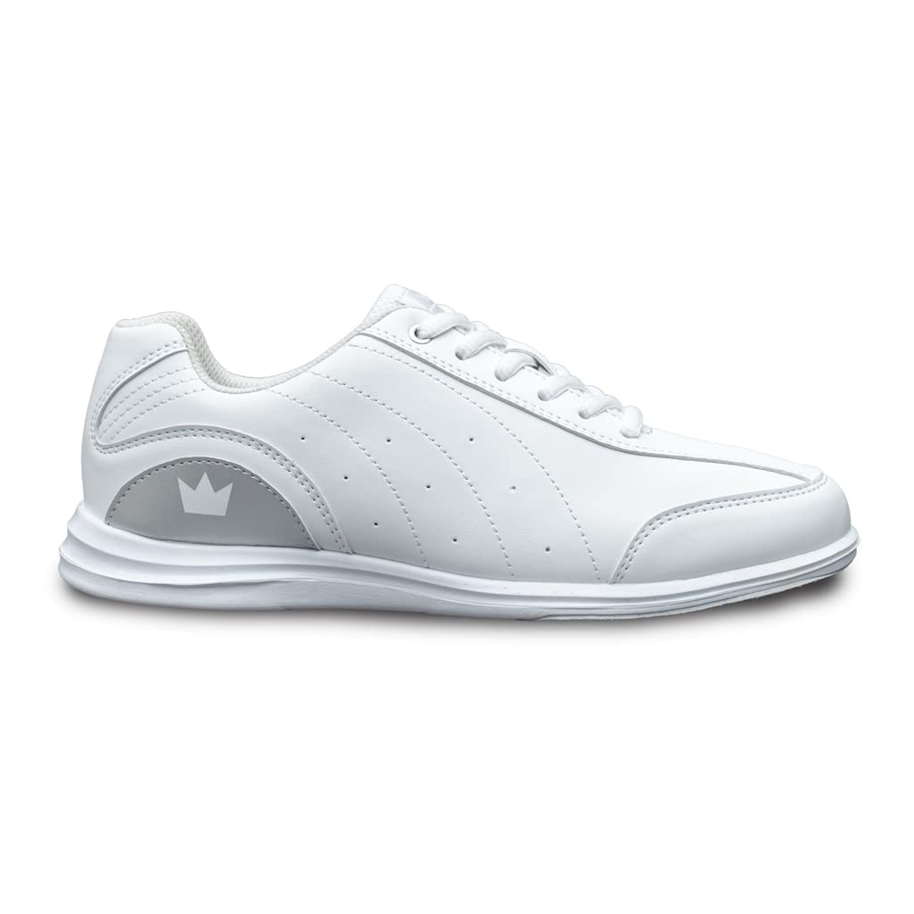 Brunswick Mystic Women's Bowling Shoes - White & Silver - Size 5.5 Medium - Comfortable & Stylish for League Play & Casual Bowling