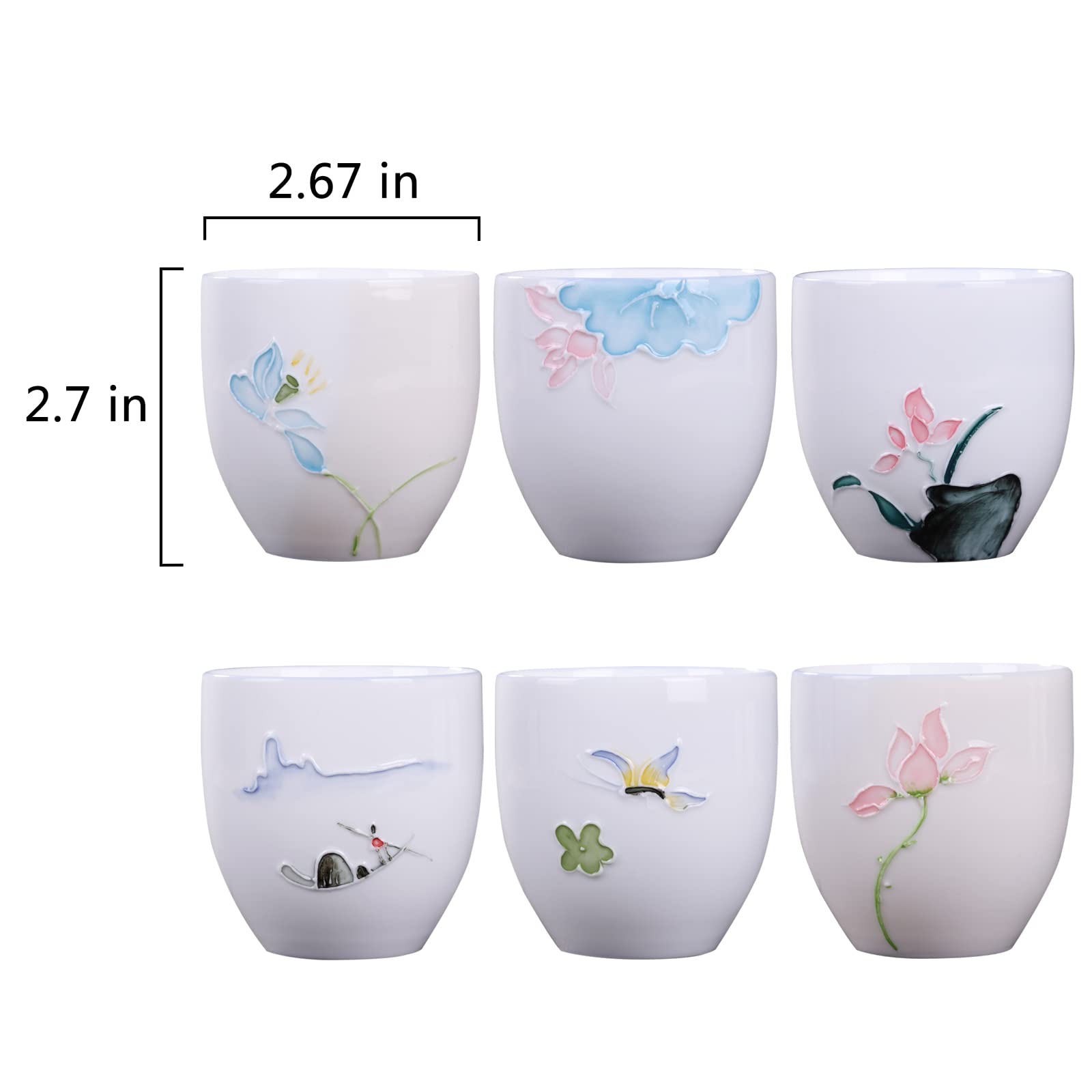 Premium 5oz Porcelain Espresso Cups Set of 6 - Elegant Mini Coffee Mugs & Demitasse Cups for Tea, Latte, Milk - Perfect for Home, Office, Cafe & Restaurant Use