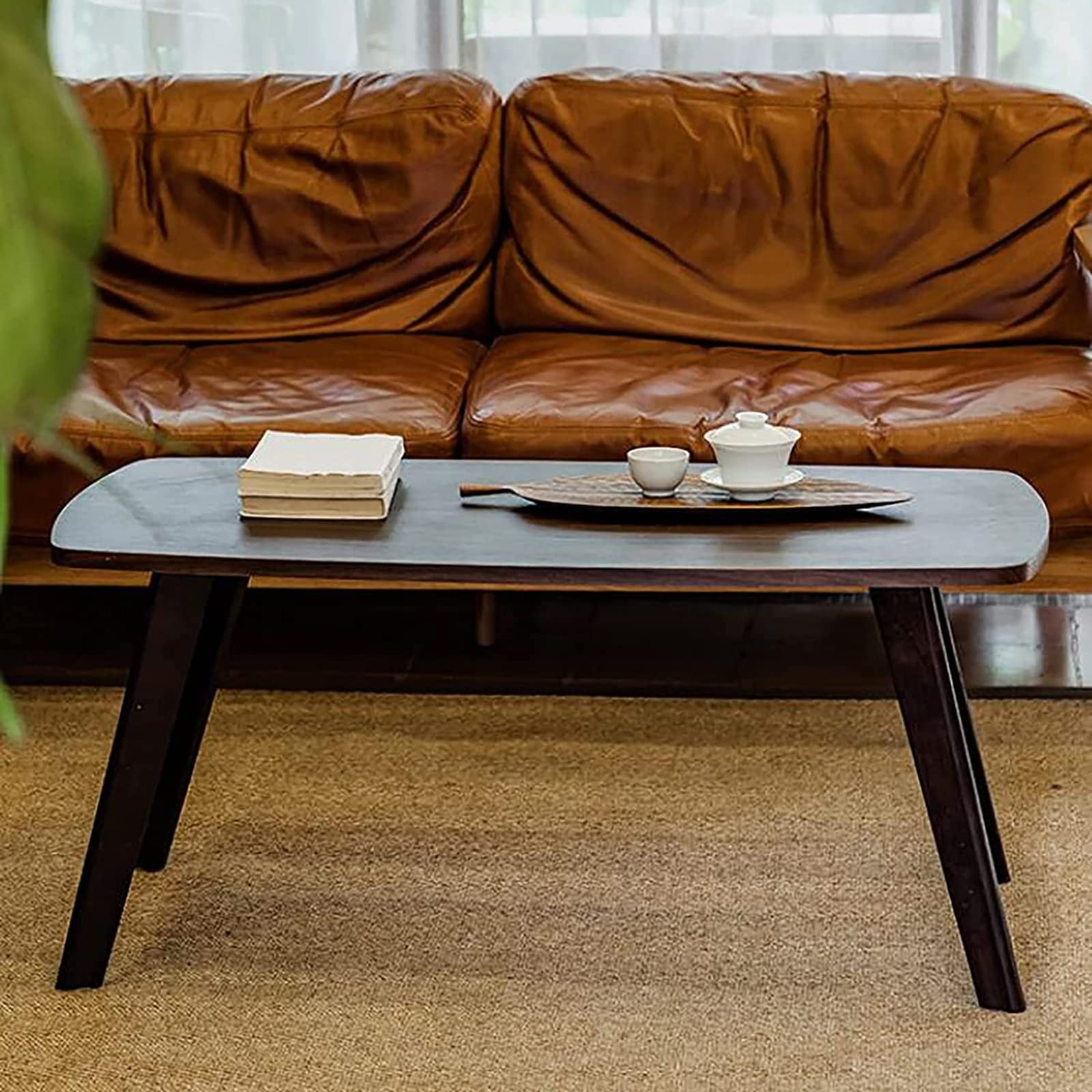 Japanese-Style Solid Wood Folding Coffee Table - 120x55x45cm Low Side Table for Living Room, Sofa & Leisure Use - Perfect for Small Spaces, Tea Ceremonies & Floor Seating (Color B)