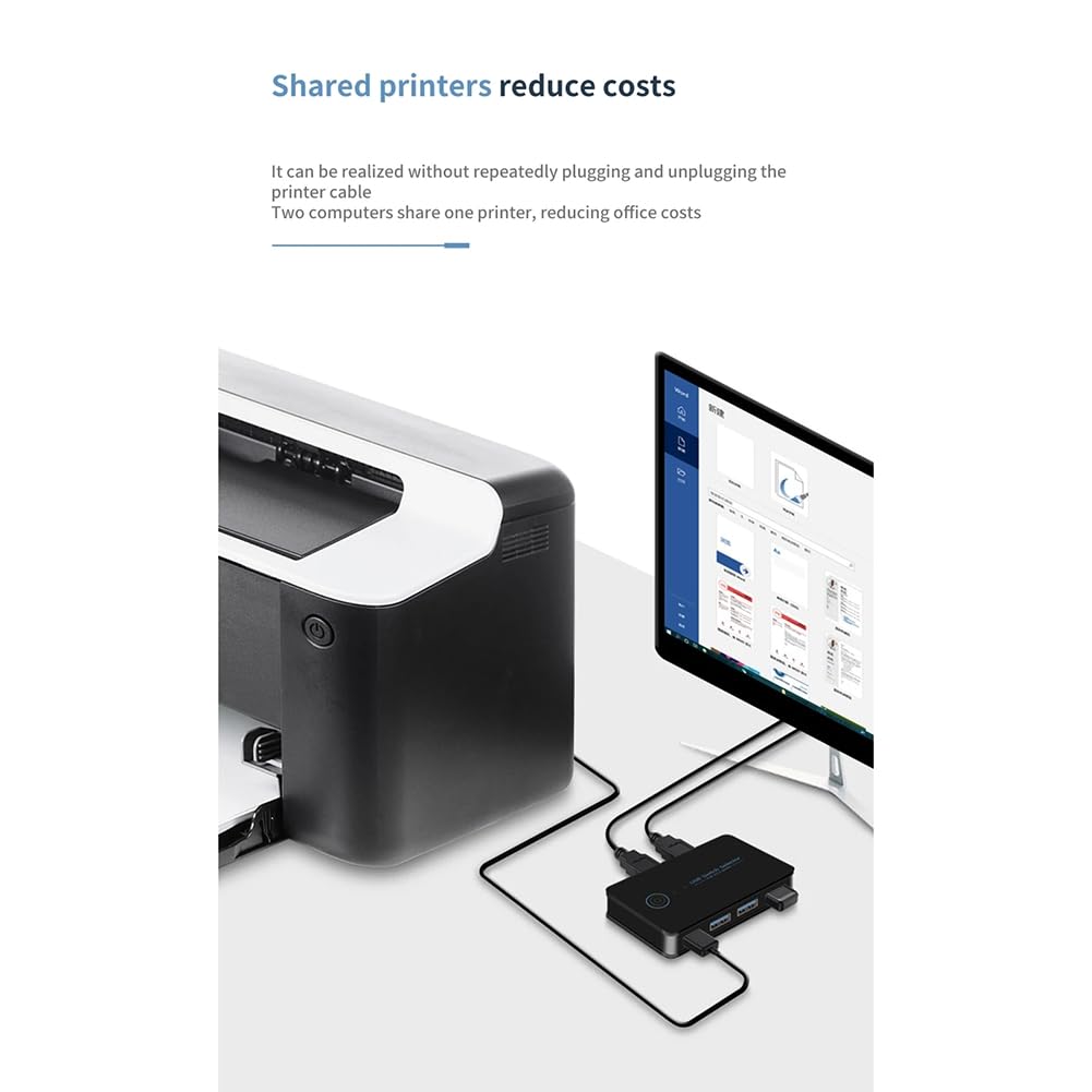 PACHHK USB 3.0 KVM Switch 2 Port 4 Computer Sharing Hub - High Speed USB 3.0 Hub for PC, Laptop, Keyboard, Mouse & Printer - Perfect for Home Office, Gaming & Multi-Device Workspaces