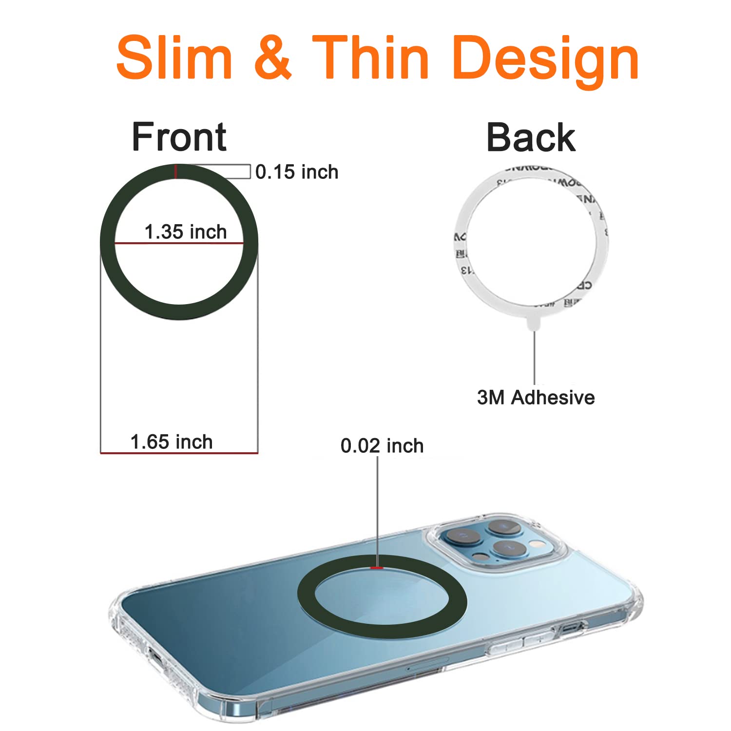 5-Pack Universal Magnetic Adapter Rings - Magsafe Compatible Stickers for iPhone 16/15/14/13 Mini/Pro/Max & Galaxy S24/S23 - Strong Magnet Phone Case Accessories (Green) - Perfect for Wireless Charging, Car Mounts & Magnetic Phone Holders