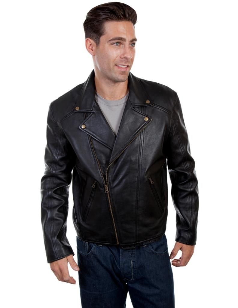 Scully Men's Black Soft Lamb Leather Motorcycle Jacket - Stylish & Durable Riding Gear for Bikers & Outdoor Enthusiasts