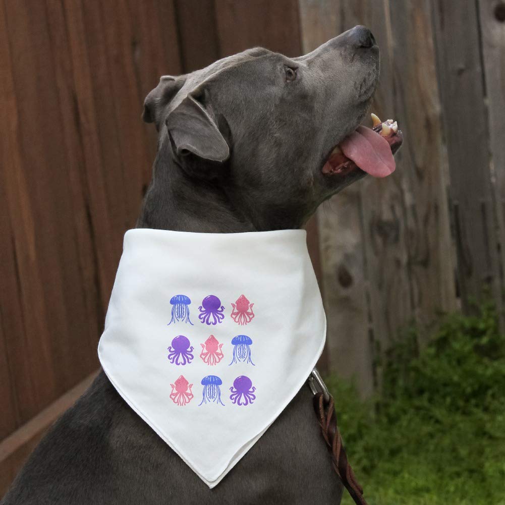 Cute Jellyfish Octopus Squid Tentacles Pattern Dog Bandana - Soft Pet Bandana for Small Medium Large Dogs - Perfect for Beach, Park & Outdoor Adventures