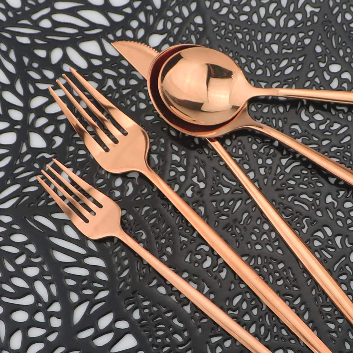 Premium 30-Piece Stainless Steel Flatware Set - Rose Gold Mirror Polished 304 Stainless Steel Cutlery Set with Knives, Forks & Spoons for 6 - Dishwasher Safe Dinnerware for Everyday Use, Parties & Formal Dining