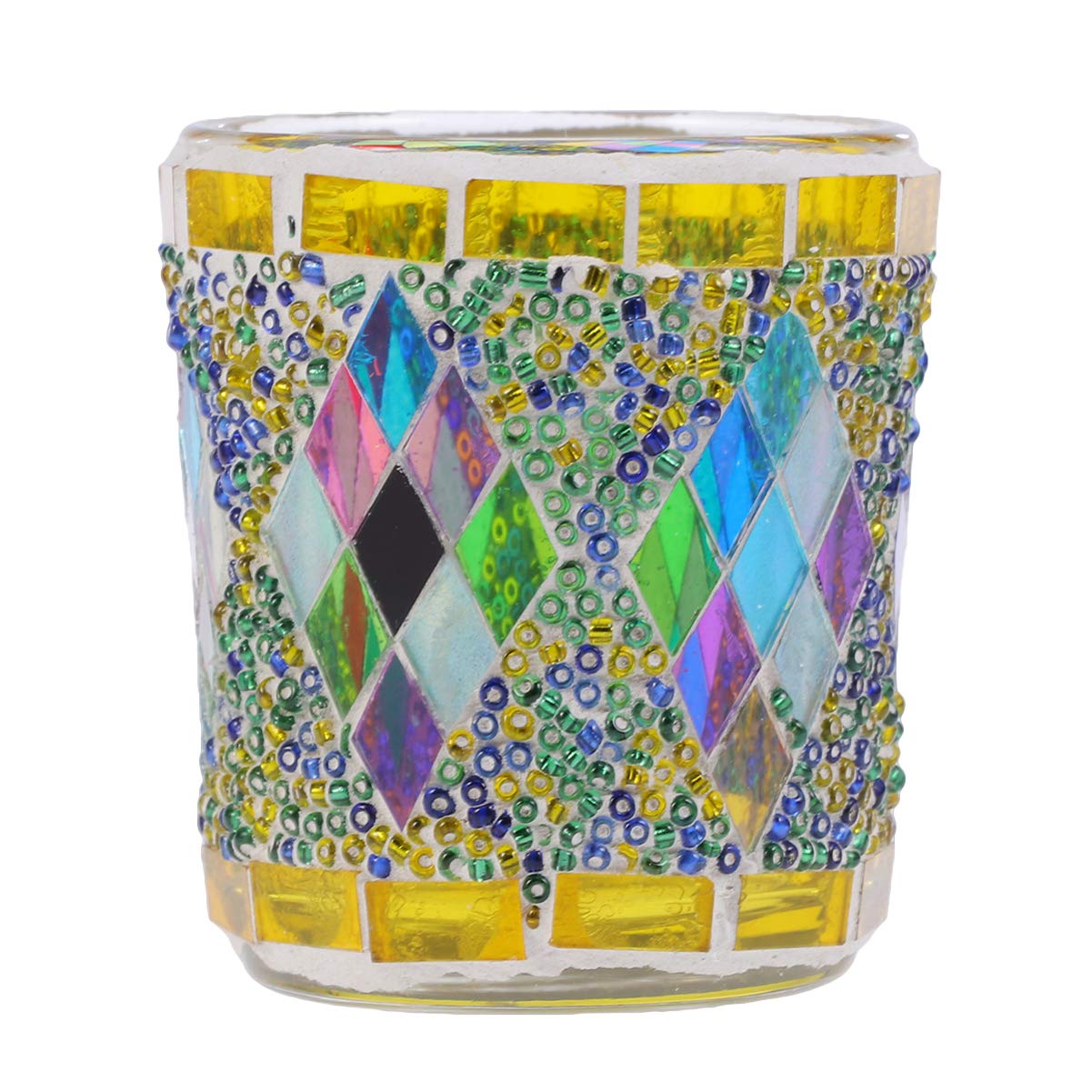 Uonlytech Mosaic Glass Tealight Candle Holder - Handmade Stained Glass Candle Cup for Scented Tea Lights - Perfect for Wedding Centerpieces, Home Decor, and Romantic Ambiance