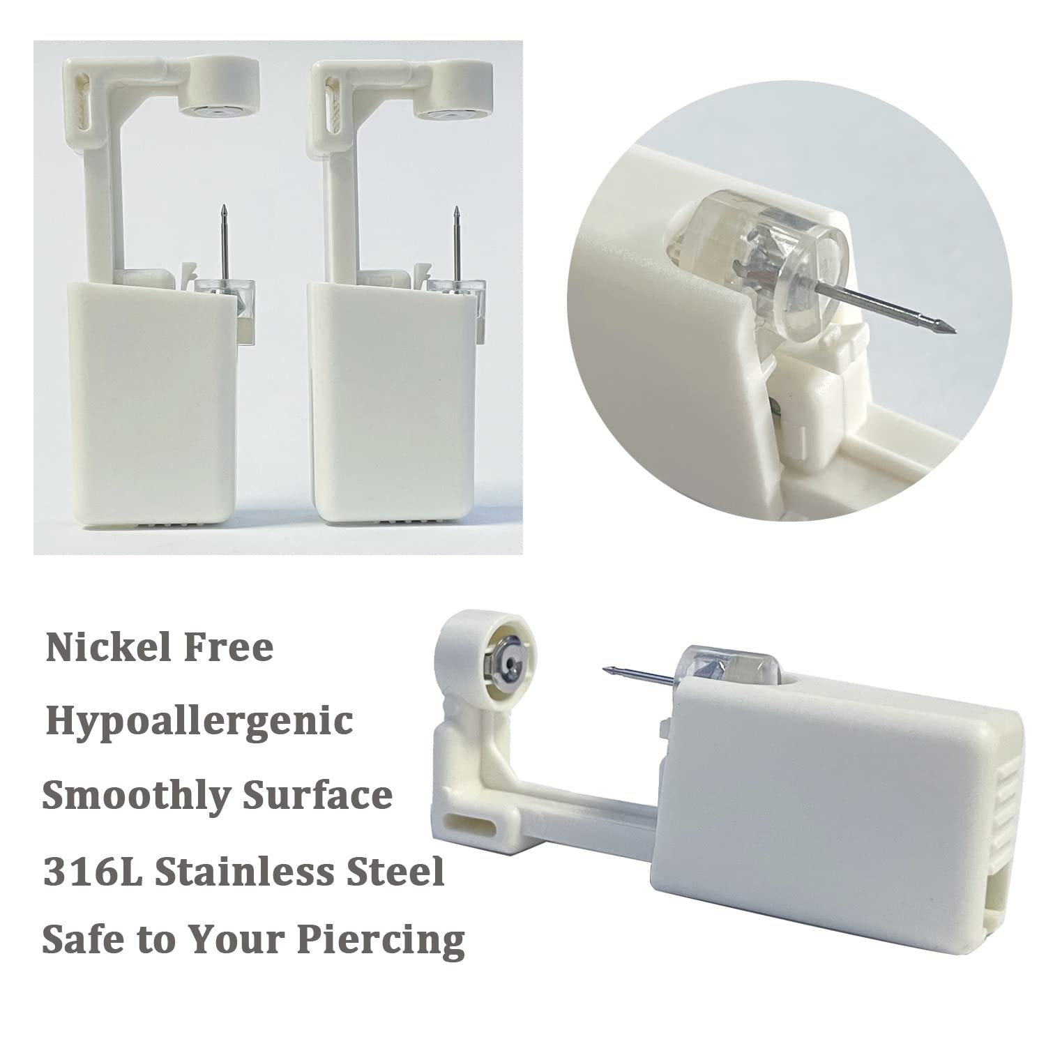 6PCS Disposable Self Ear Piercing Kit - Stainless Steel Ear Piercing Gun with 4mm Studs - Safe & Easy DIY Ear Piercing for Adults & Teens - Perfect for Home Use, Gifts, and First-Time Piercing