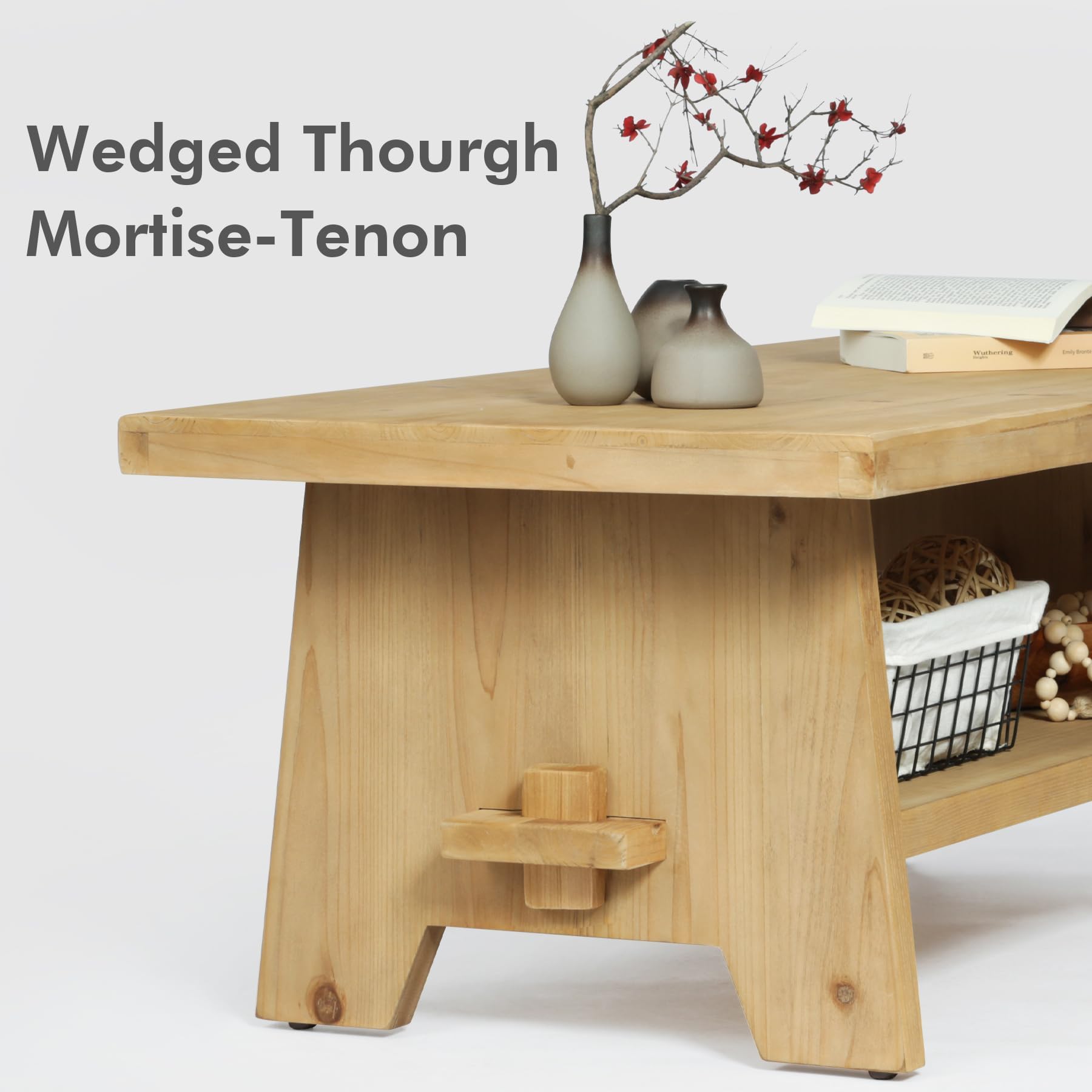 Rustic Farmhouse Wood Coffee Table - 43.4