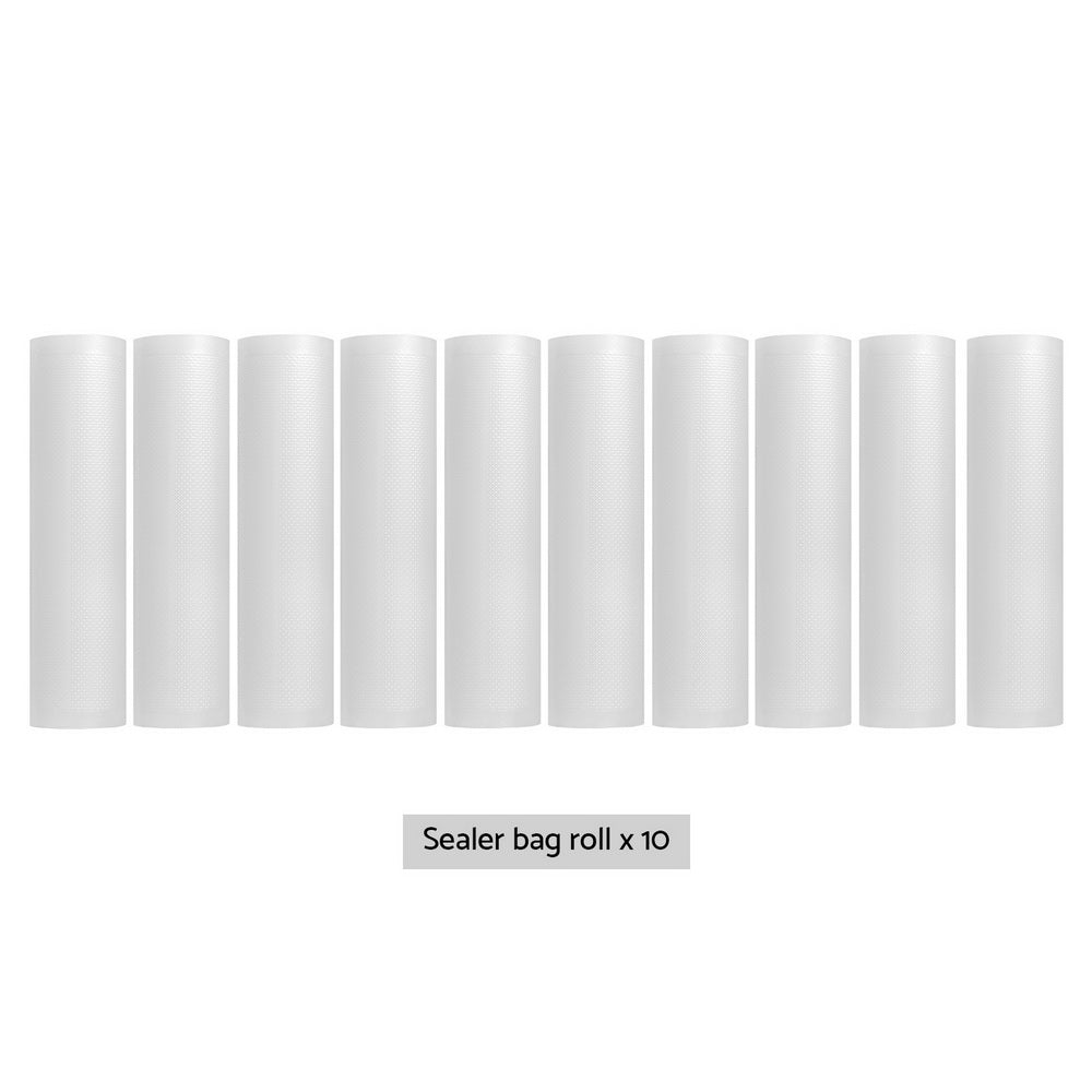 10 Rolls Vacuum Sealer Bags for Food Storage - 28cm x 6m Heat Sealable Bags - Perfect for Sous Vide, Meal Prep & Long-Term Food Preservation