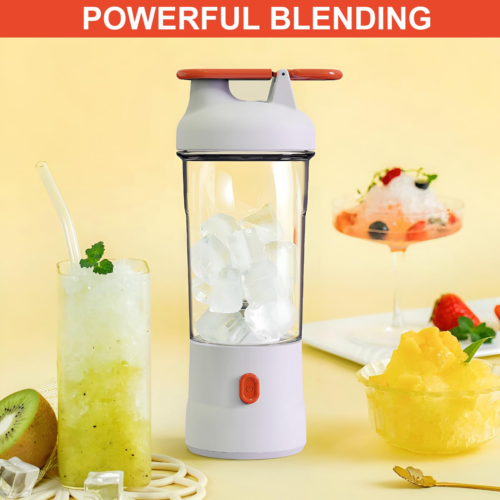 Portable Blender for Smoothies and Shakes - 25oz USB C Rechargeable Personal Blender with 6 Blades, Cordless Travel Blender for Home, Office, Gym & Camping - Perfect for Fresh Juice, Protein Shakes & Healthy Snacks (White)
