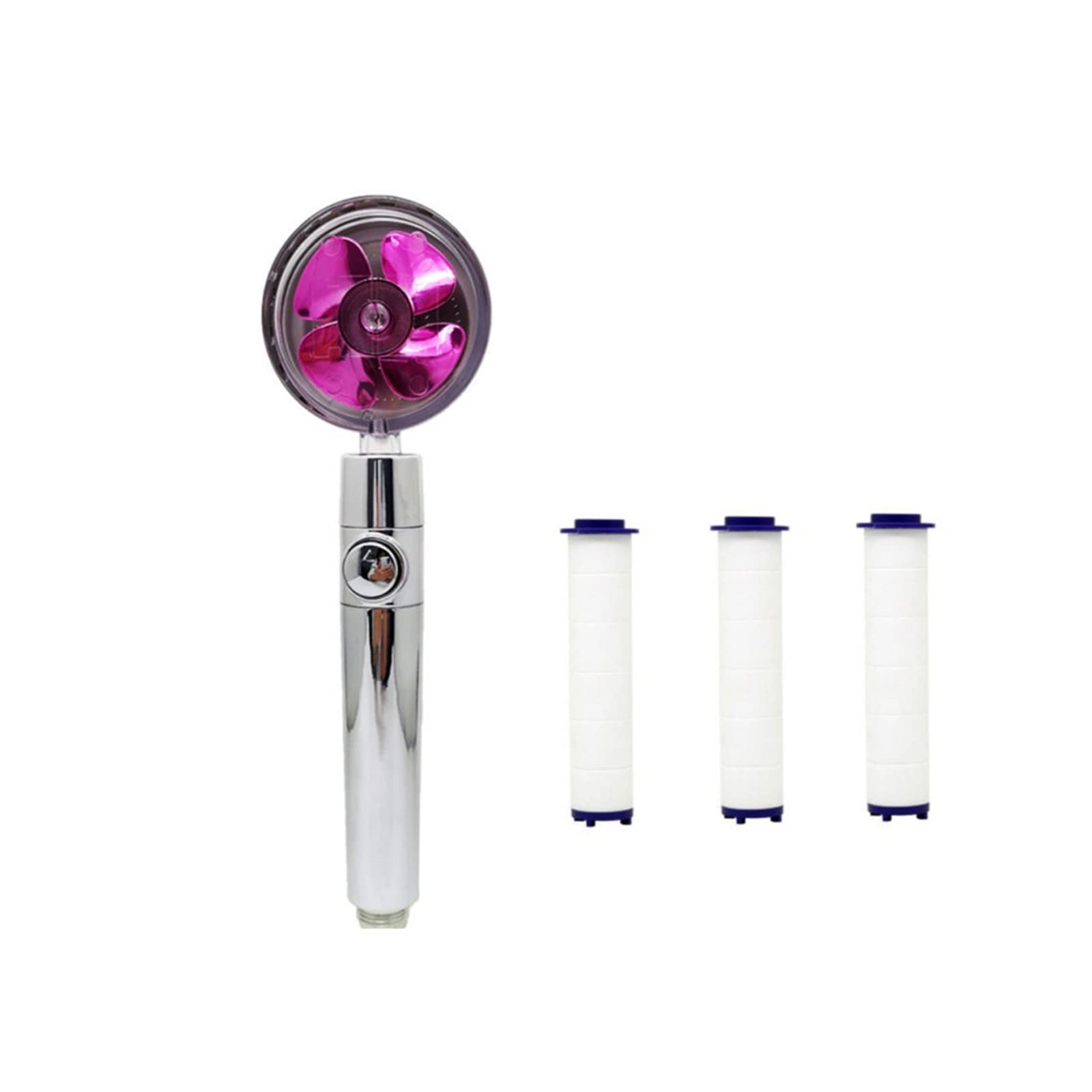 High Pressure Water Saving Propeller Shower Head with Filters - Vortex Hydro Jet Showerhead with Pause Switch & 360° Rotation - Easy Install Handheld Turbo Shower (Red) - Perfect for Bathroom, Spa, and Water Conservation