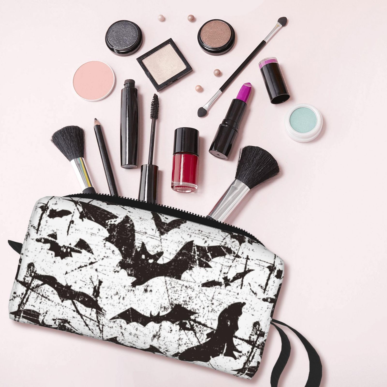 Halloween Bat Makeup Bag - Travel Cosmetic Organizer for Women & Girls - Perfect for Parties & Trips