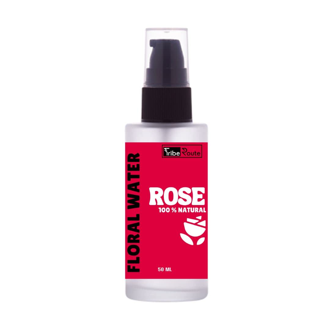 Organic Rose Floral Water Hydrating Face & Hair Mist - 50ml Natural Toner Spray for Dry Skin & Frizzy Hair | Perfect for Daily Skincare, Makeup Setting & On-the-Go Refreshment