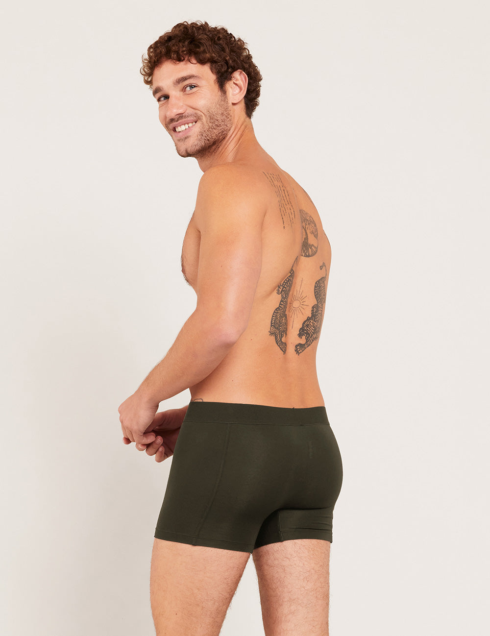 Premium Men's Boxer Briefs - Soft Breathable Cotton Underwear for Everyday Comfort - Dark Olive - Ideal for Workout, Lounge & Daily Wear
