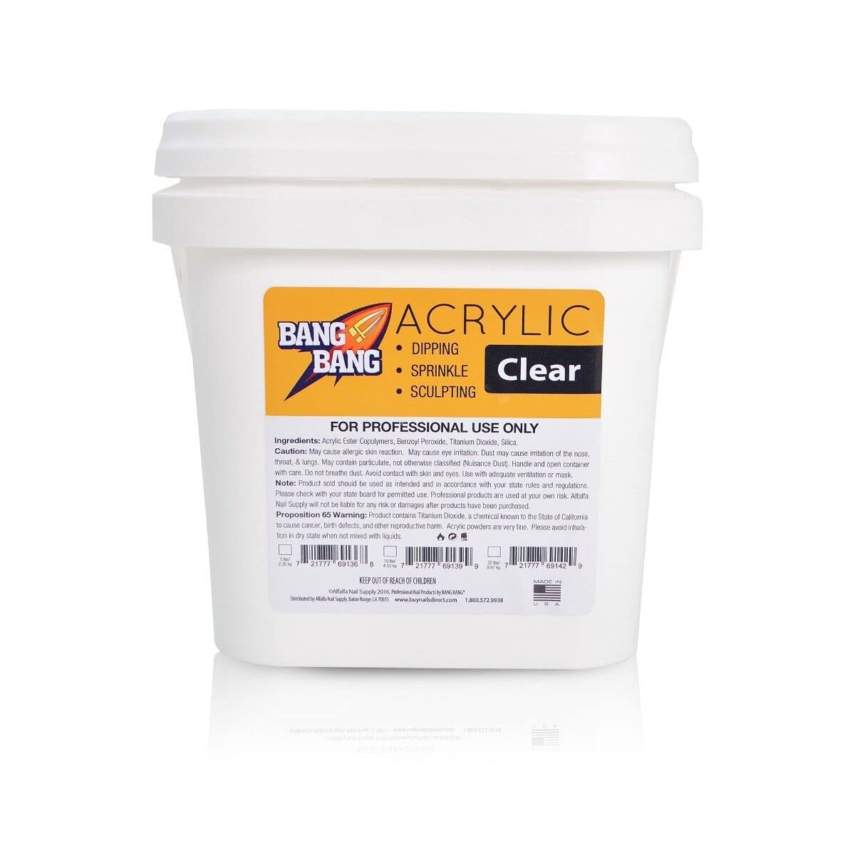 BangBang Clear Acrylic Powder - 10 lbs for Nail Art, Acrylic Nails & DIY Manicures - Professional Salon Quality