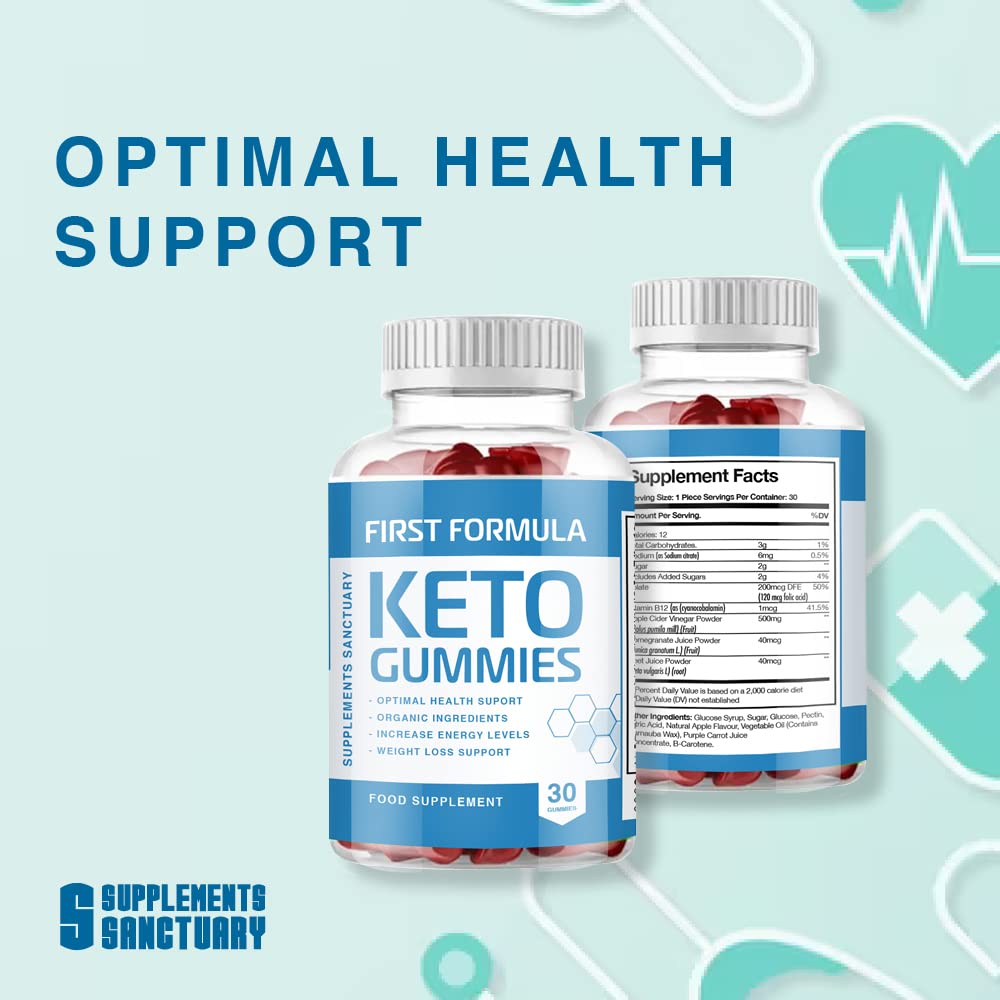 First Formula Keto Gummies Apple Flavor - 30 Count Keto Diet Supplement for Weight Loss & Energy Boost - Perfect for Low Carb Lifestyle & On-the-Go Snacking