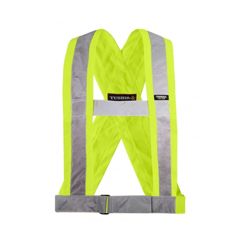 Terra 4 Inch High Visibility Safety Sash 451004YL - Reflective Work Belt for Construction, Road Workers & Emergency Responders
