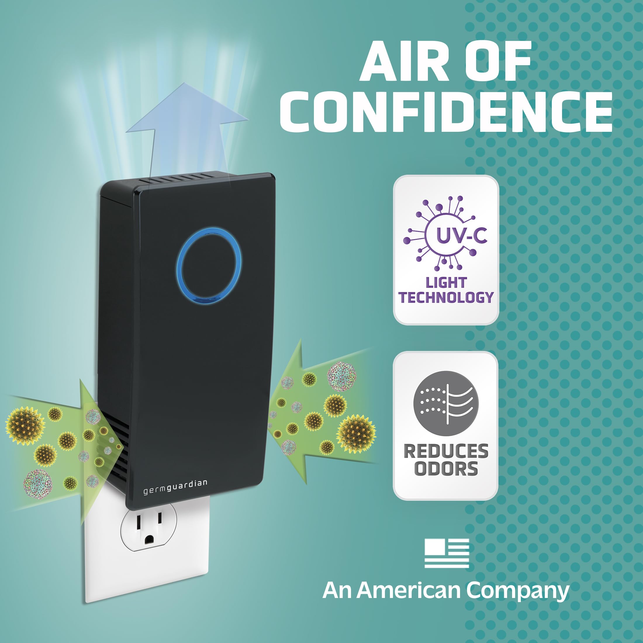 GermGuardian GG1100B 7-Inch Compact Air Purifier with UV-C Light - Eliminates Germs, Reduces Pet Odors, Cooking Smells & Mold - Ideal for Bedrooms, Offices & Small Spaces (Black) - 1 Year Warranty