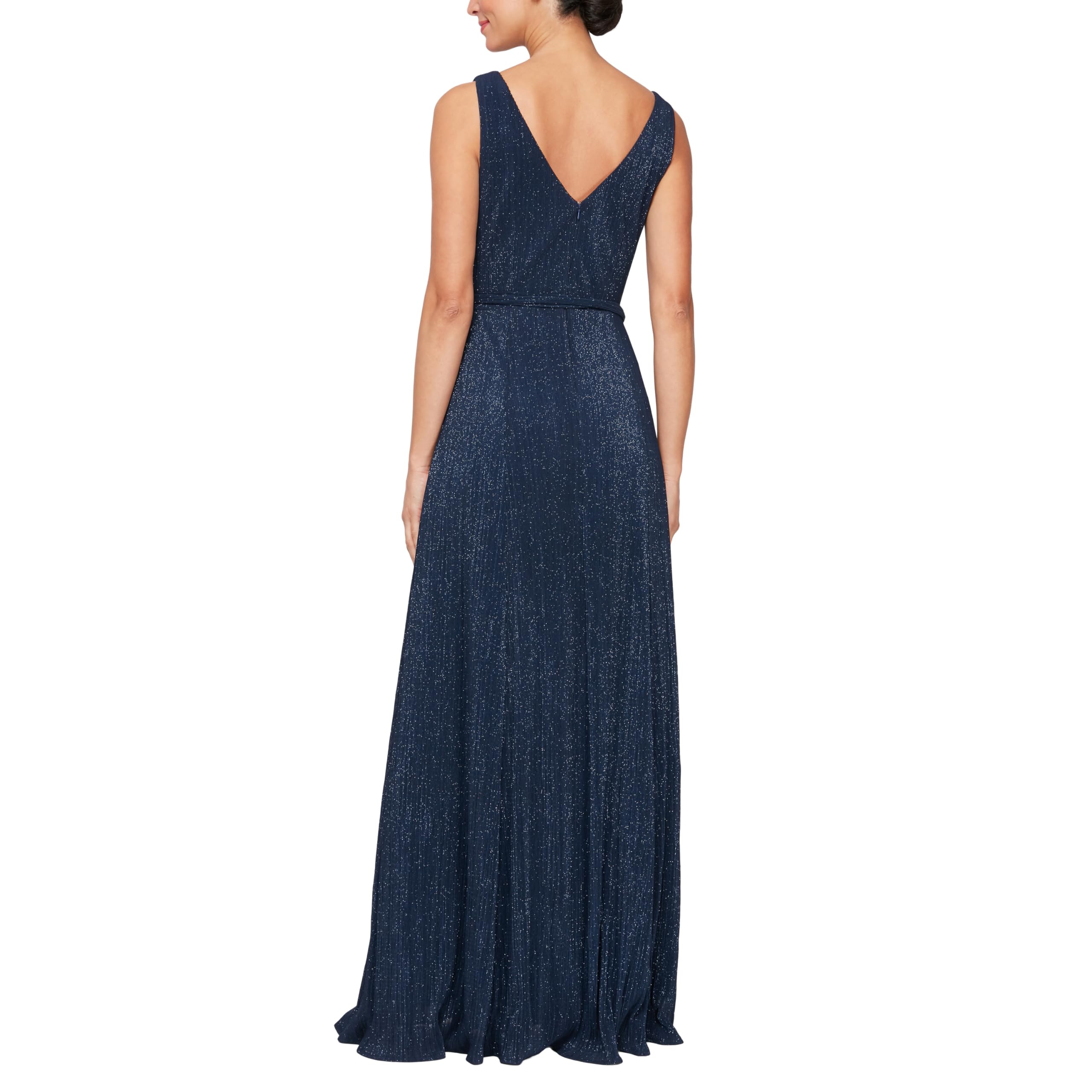Alex Evenings Women's Sleeveless V-Neck Long A-line Formal Gown - Elegant Wedding Guest Dress & Evening Party Dress for Cocktail Events, Prom, Gala & Special Occasions