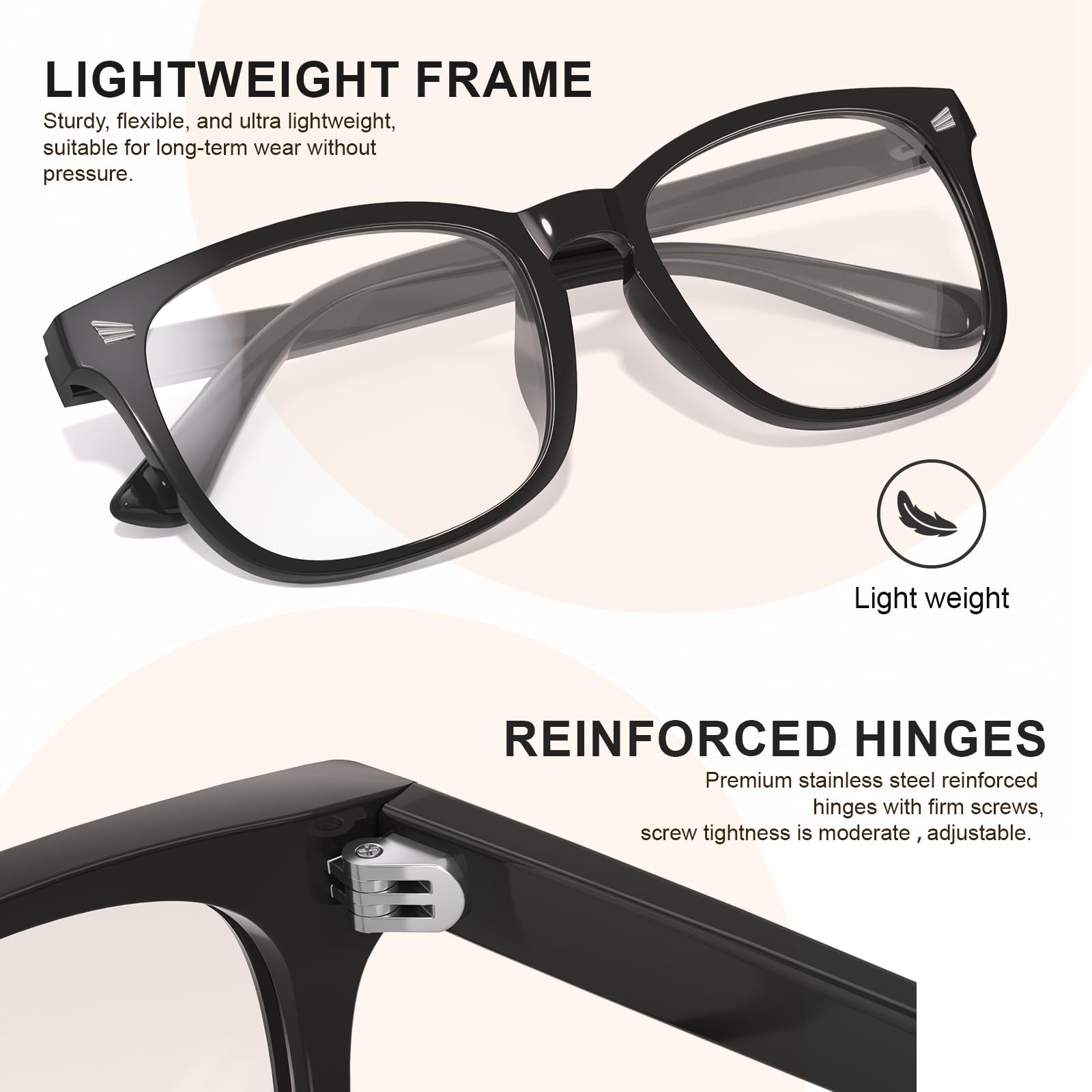 Blue Light Blocking Glasses for Women & Men - Anti Eyestrain Computer Glasses for Screen Time, Gaming & Office Work