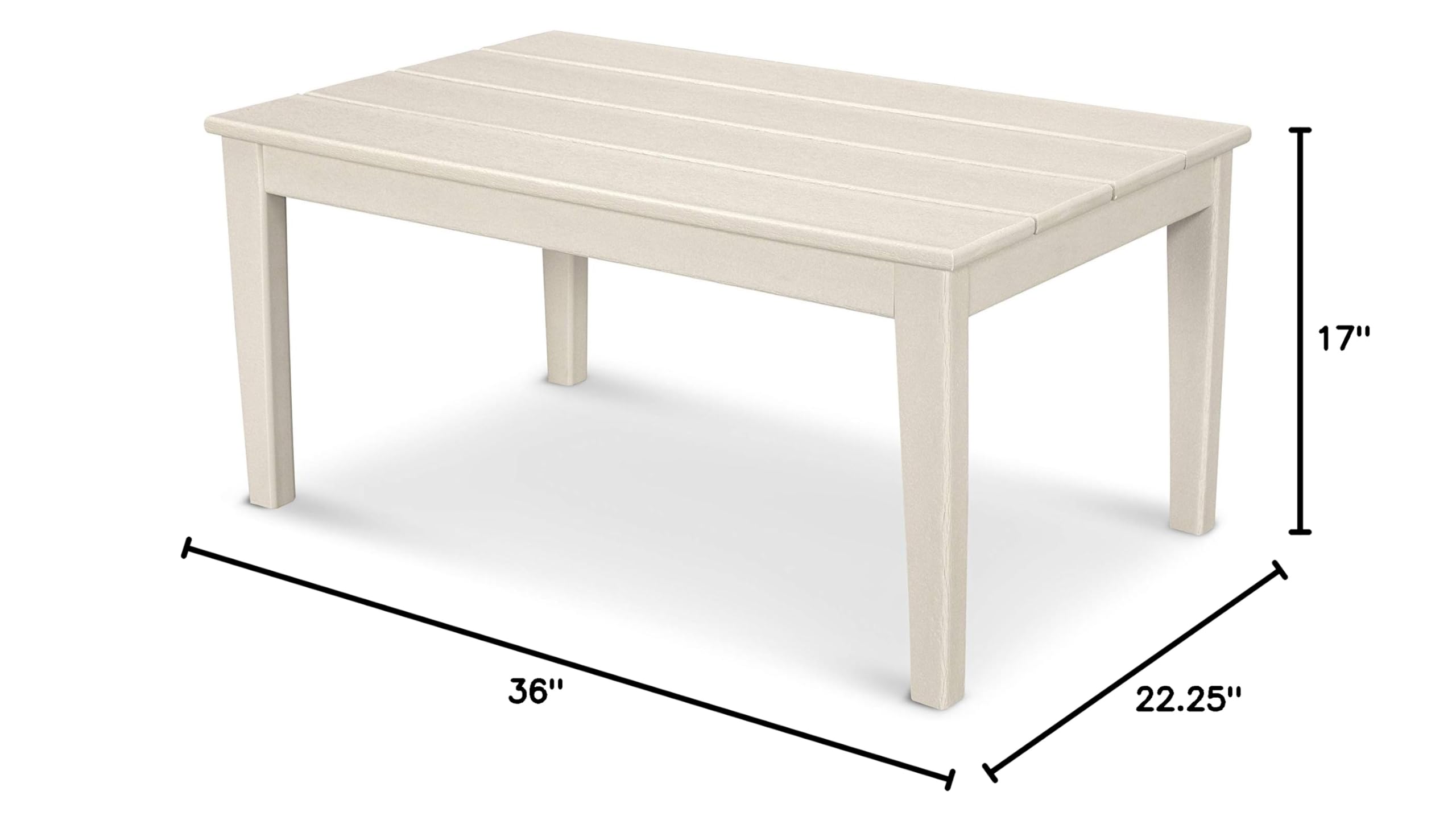 POLYWOOD® Newport 22 x 36 Inch Outdoor Coffee Table in Sand - Weather-Resistant Recycled Plastic Furniture for Patio, Poolside & Backyard Decor