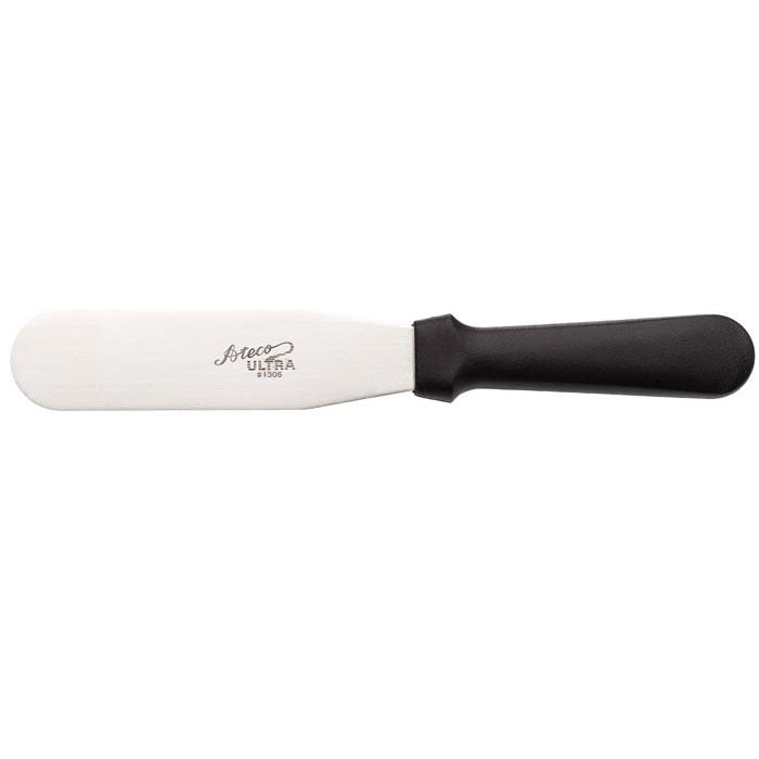 Ateco 1306 Professional Pastry Spatula with Black Plastic Handle - 6 Inch Stainless Steel Blade for Cake Decorating, Frosting, Baking - Ideal for Home Bakers & Professional Chefs