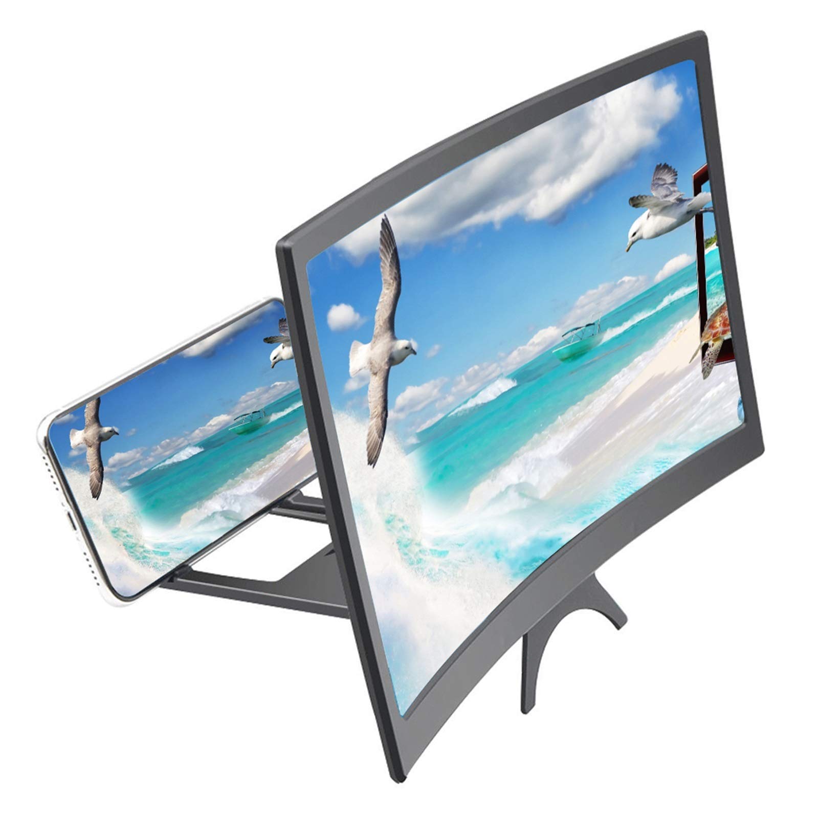 12 Inch WINECO Curved Screen Magnifier for Mobile Phones - HD Video Amplifier with Foldable Stand for Movies, Gaming & Reading - Portable Phone Screen Enlarger for Better Viewing Experience